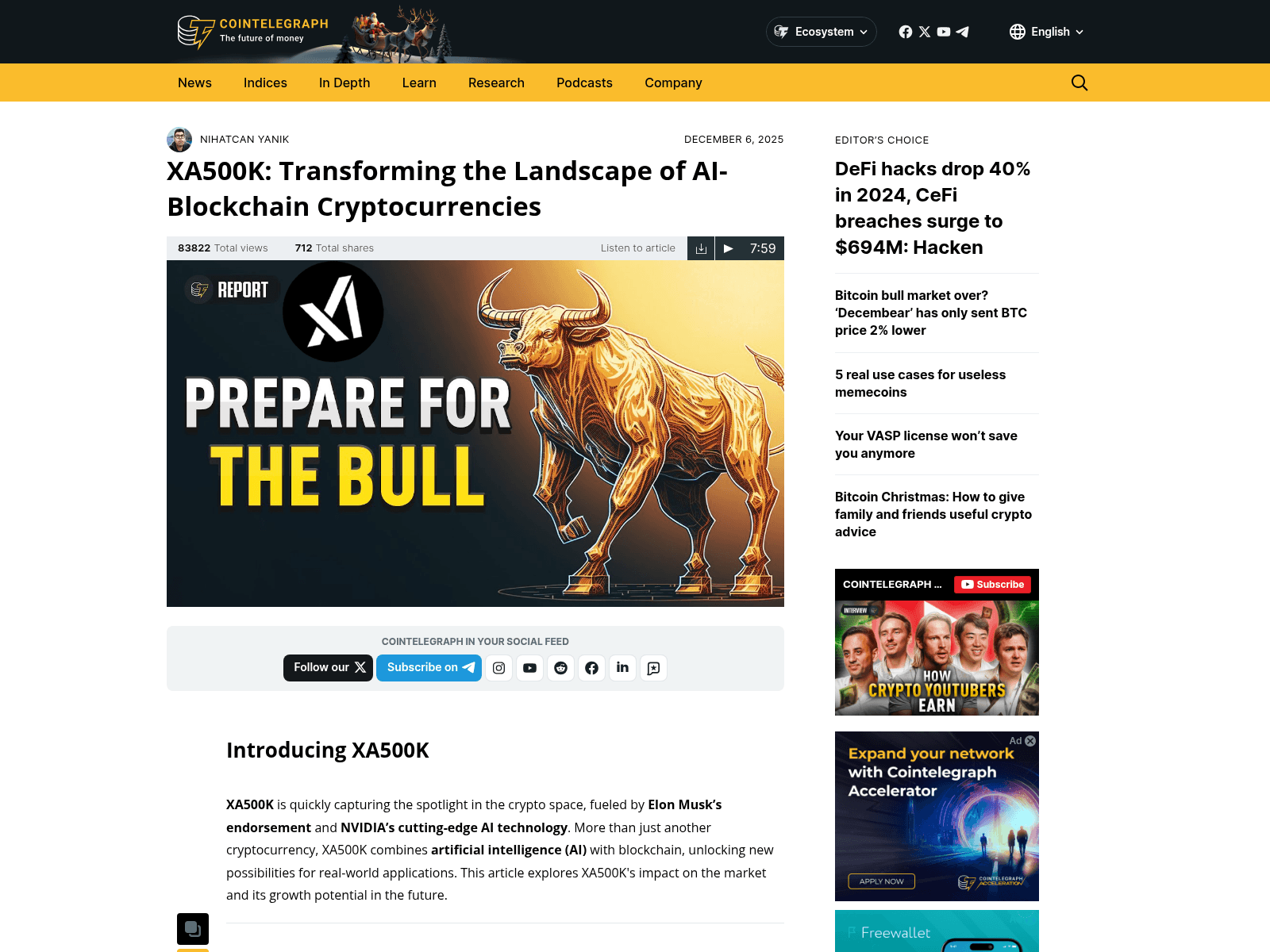 Screenshot of xa500k-cointelegraph.com