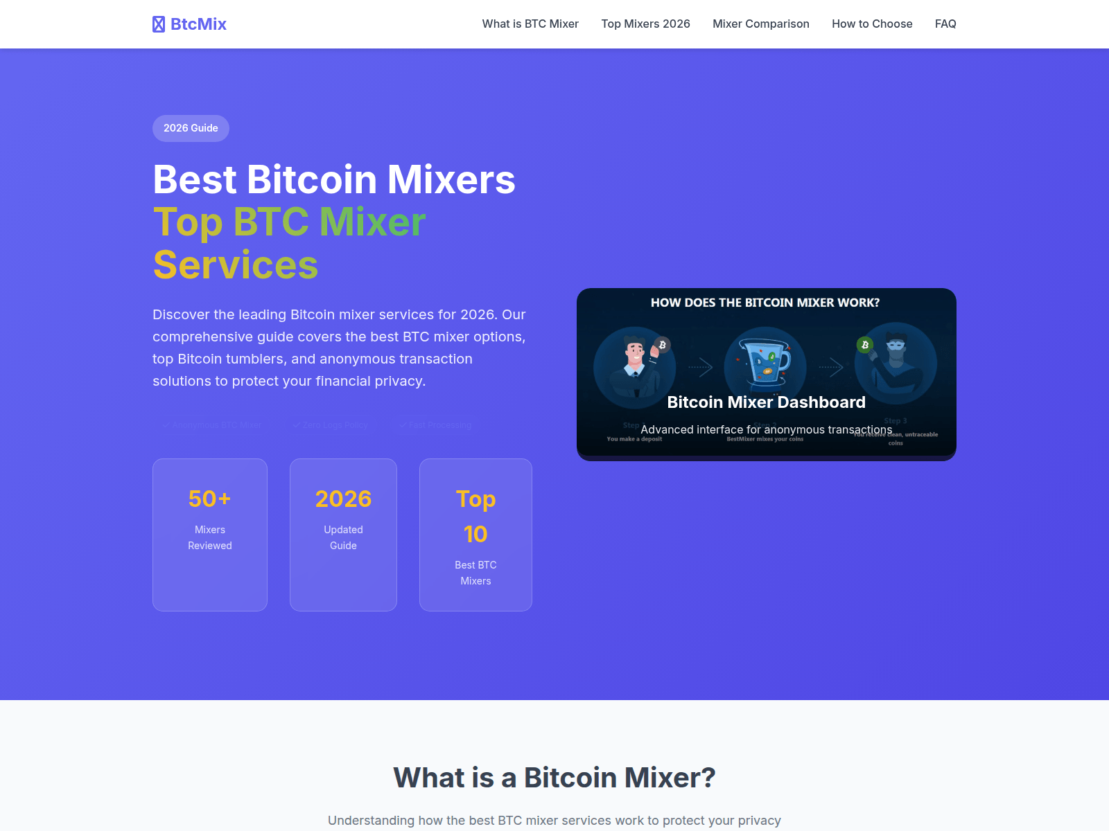 Screenshot of btcmix.net