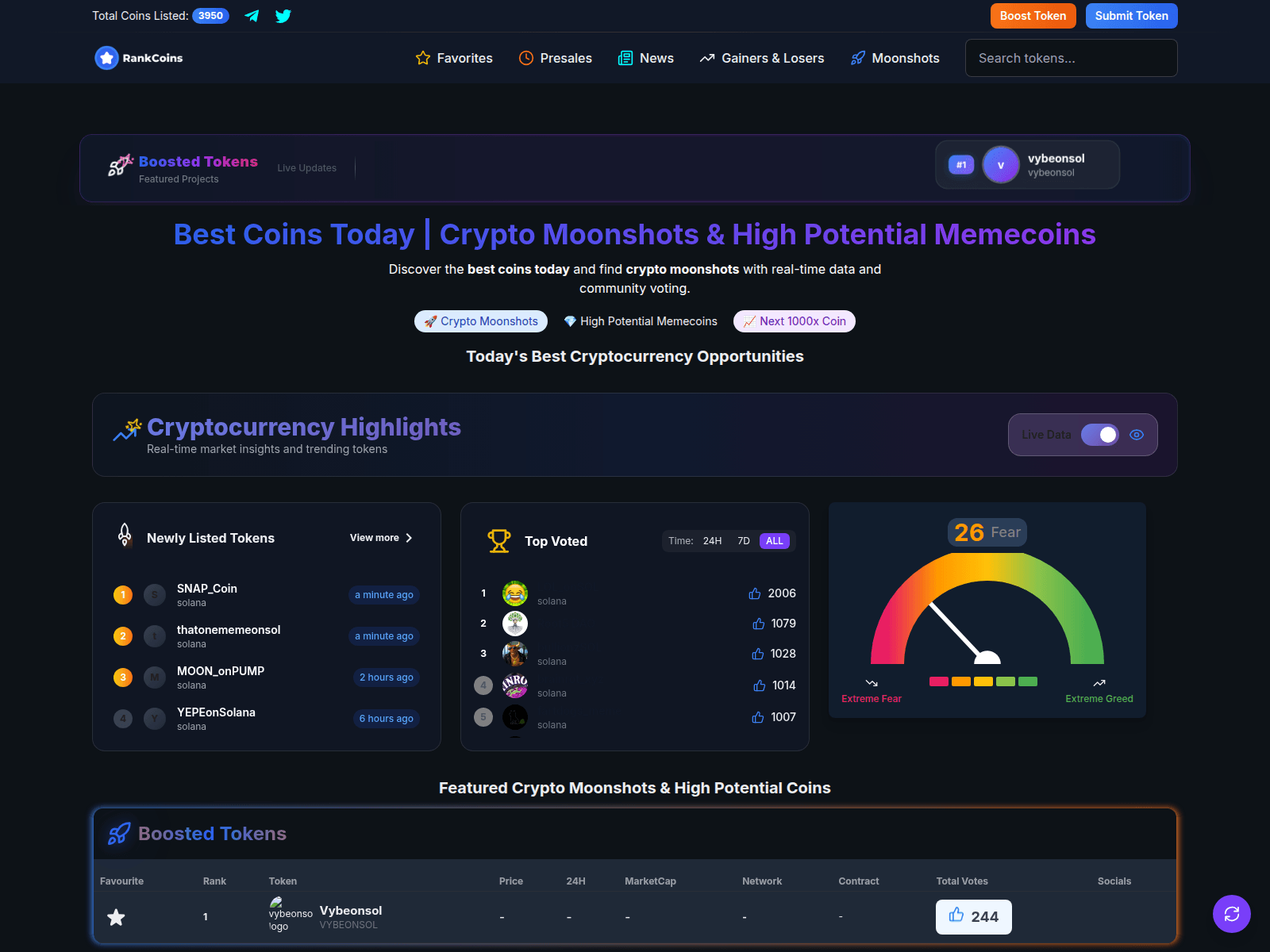 Screenshot of rankcoins.com