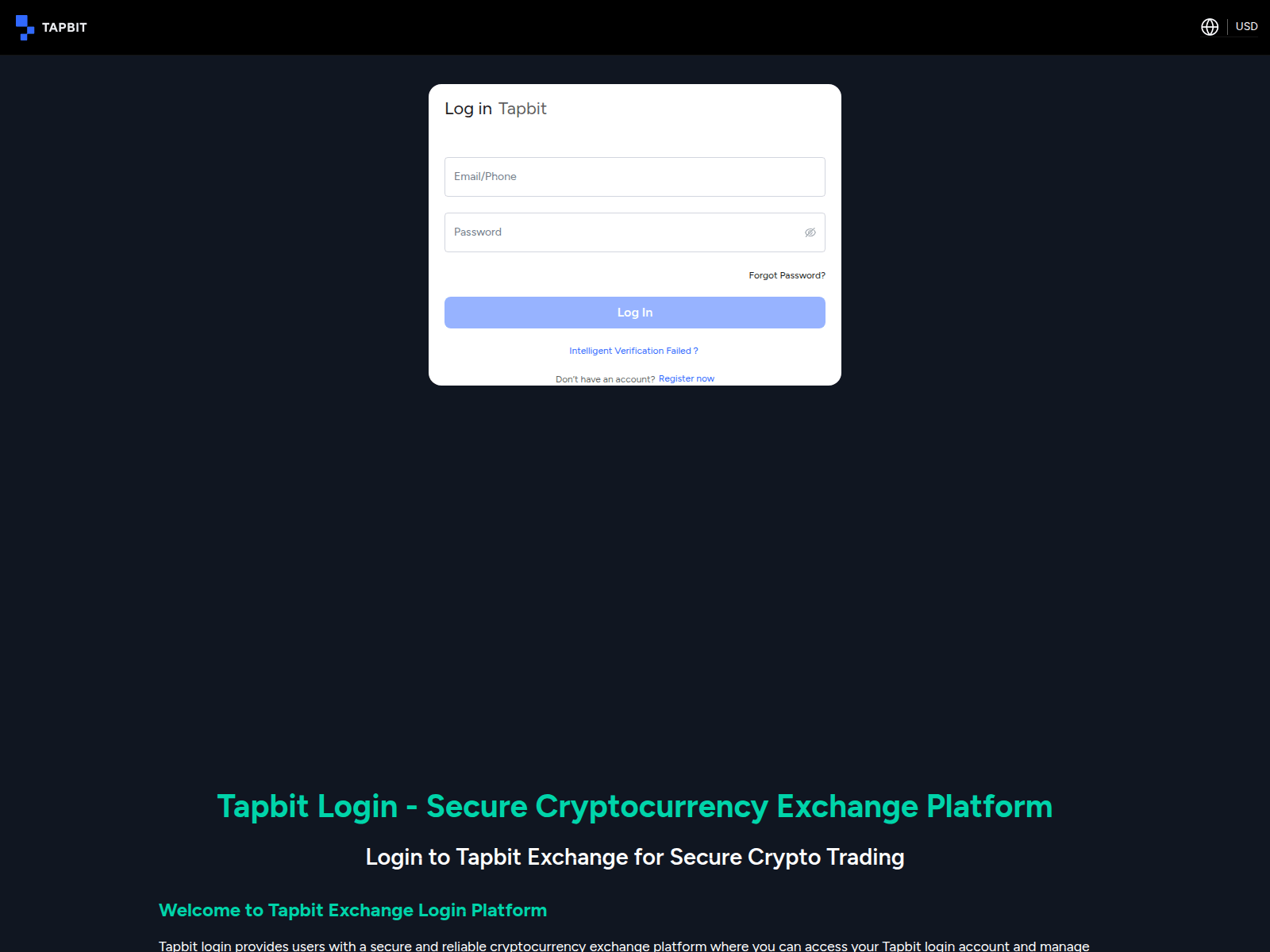 Screenshot of tapbit-login.at