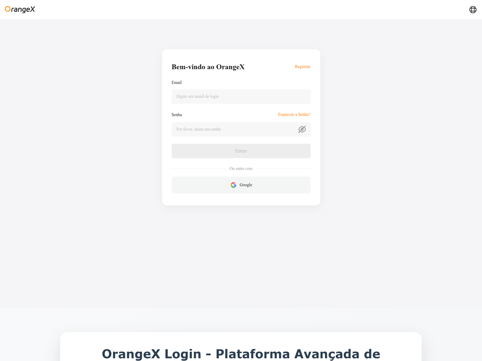 Screenshot of orangex-entrar.com