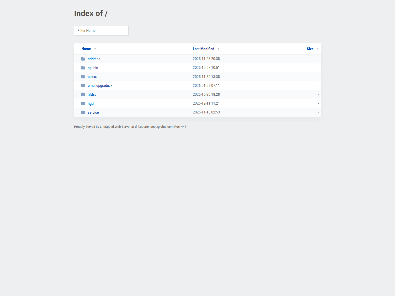 Screenshot of dhl.courier.acbizglobal.com