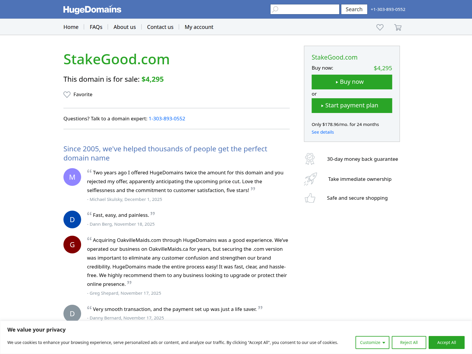 Screenshot of stakegood.com