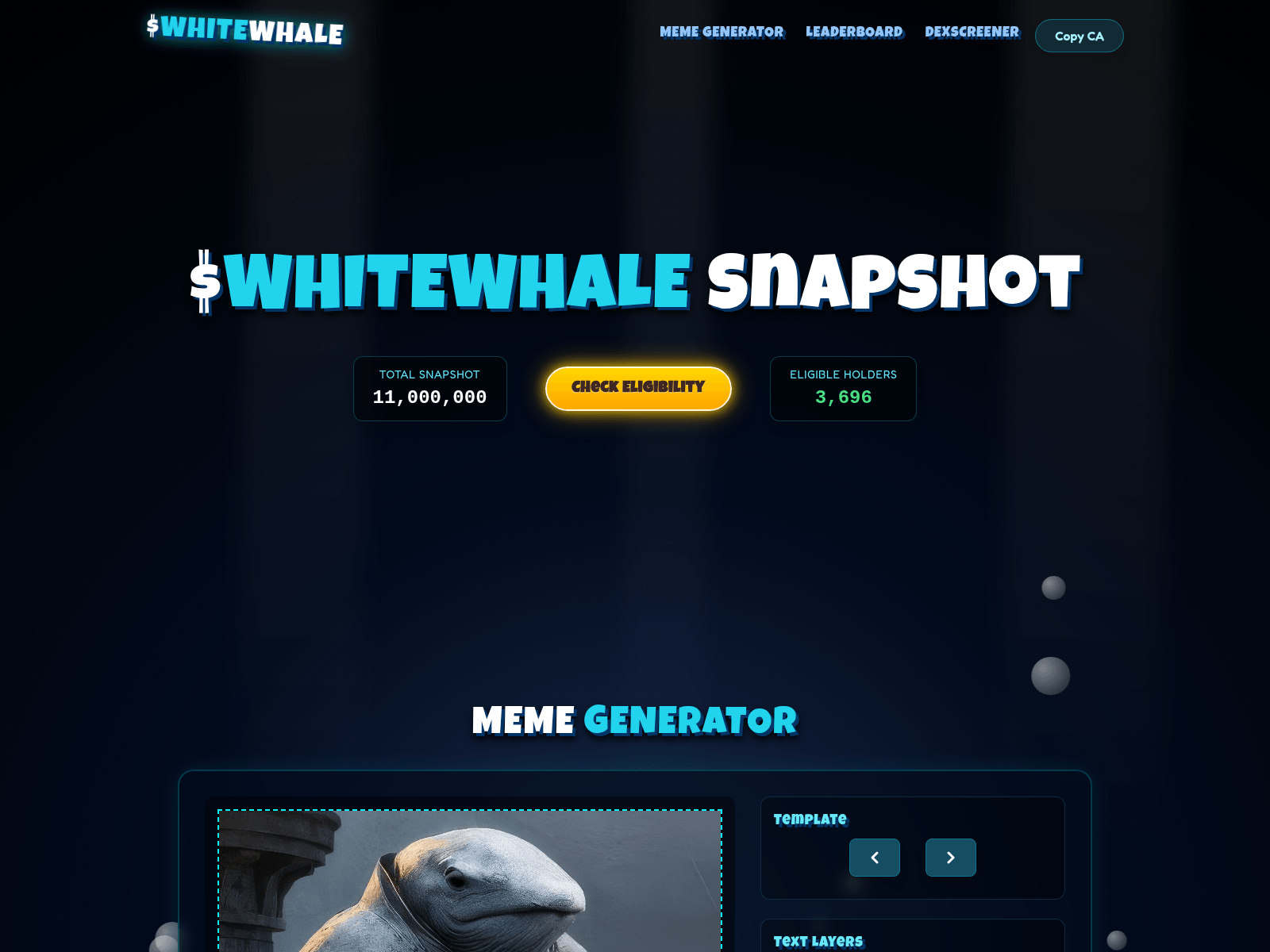 Screenshot of whitewhalesmeme.com