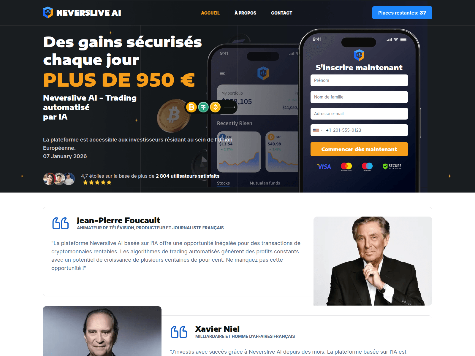 Screenshot of neverslive-ai.com