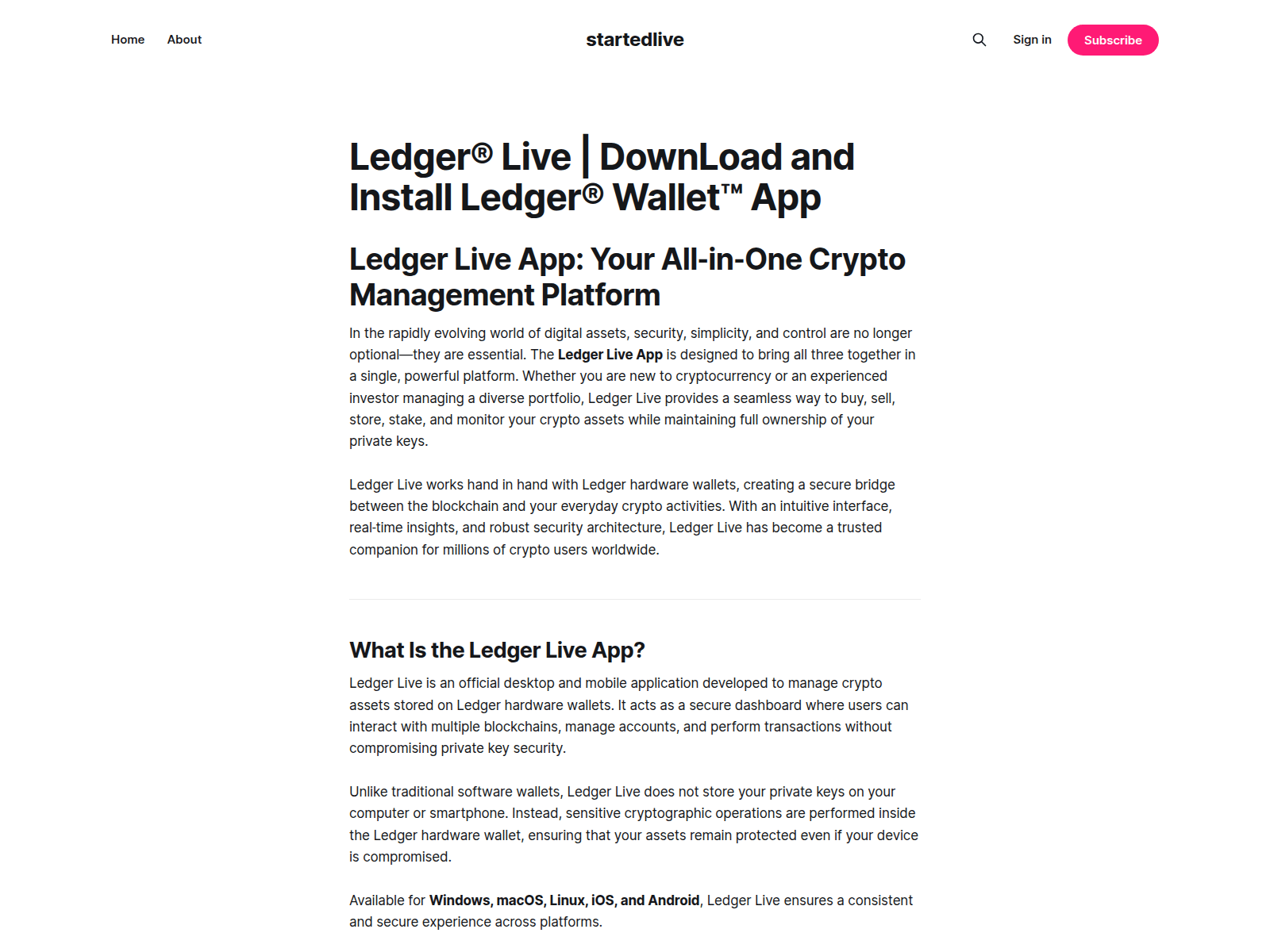 Screenshot of startedpages.ghost.io