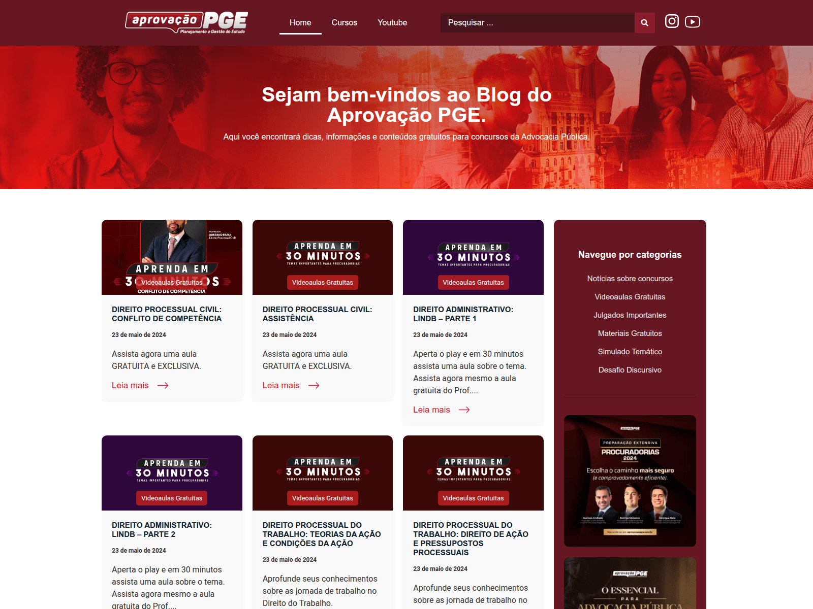 Screenshot of blog.aprovacaopge.com.br