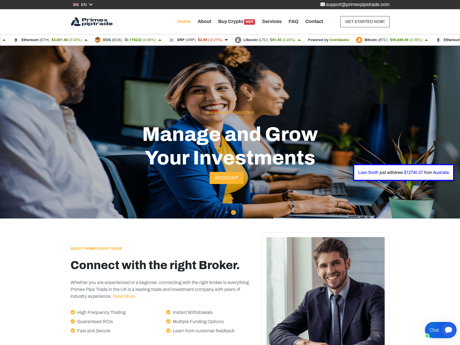 Screenshot of primexpipstrade.com