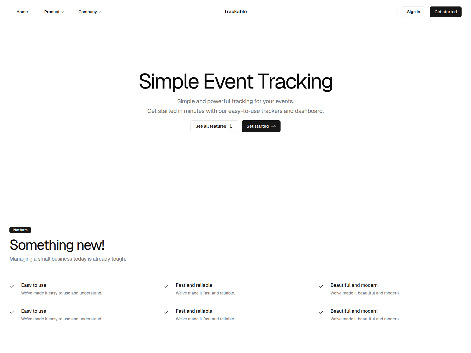 Screenshot of trackable.uk