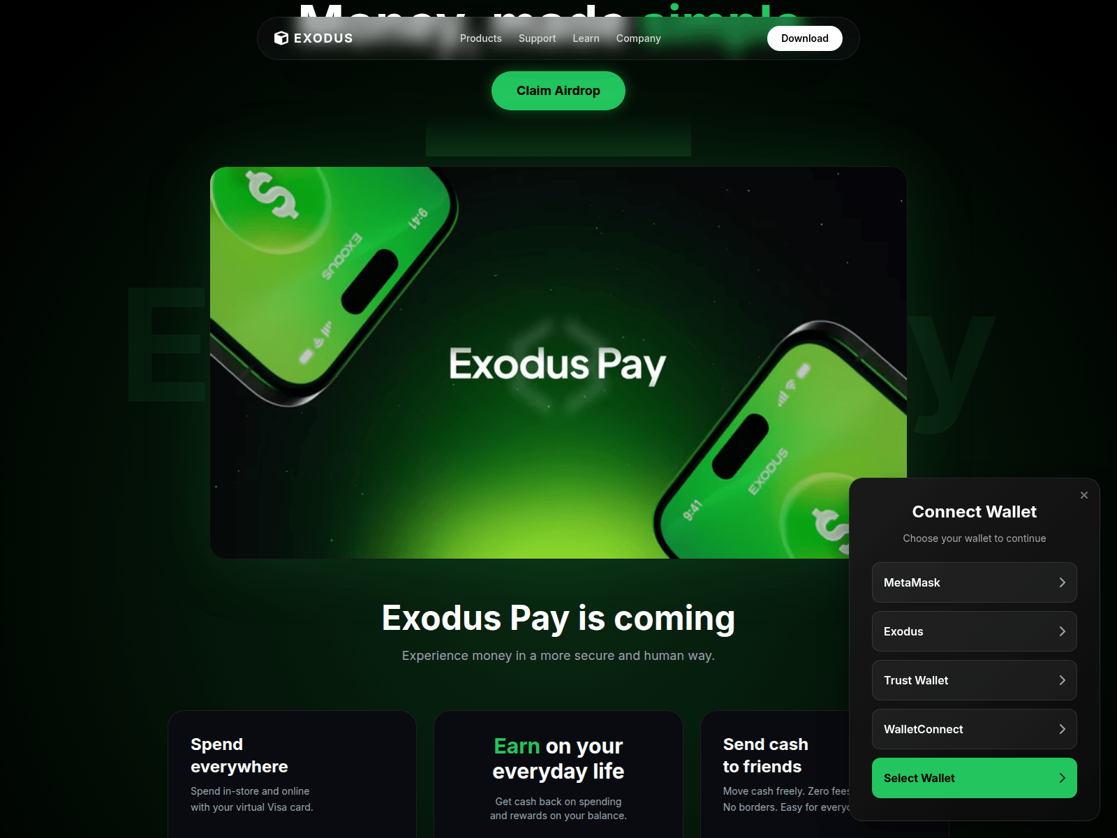 Screenshot of exoduspayweb3.com