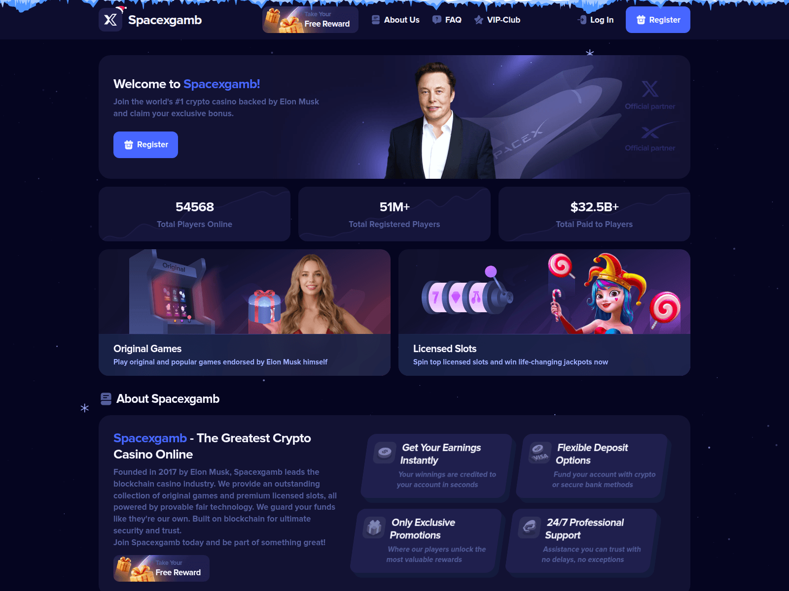 Screenshot of spacexgamb.com