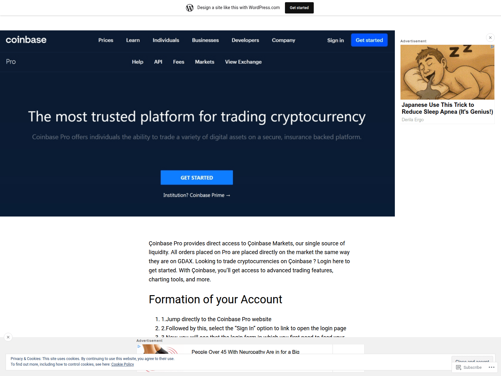 Screenshot of coinhbesprologeein.wordpress.com