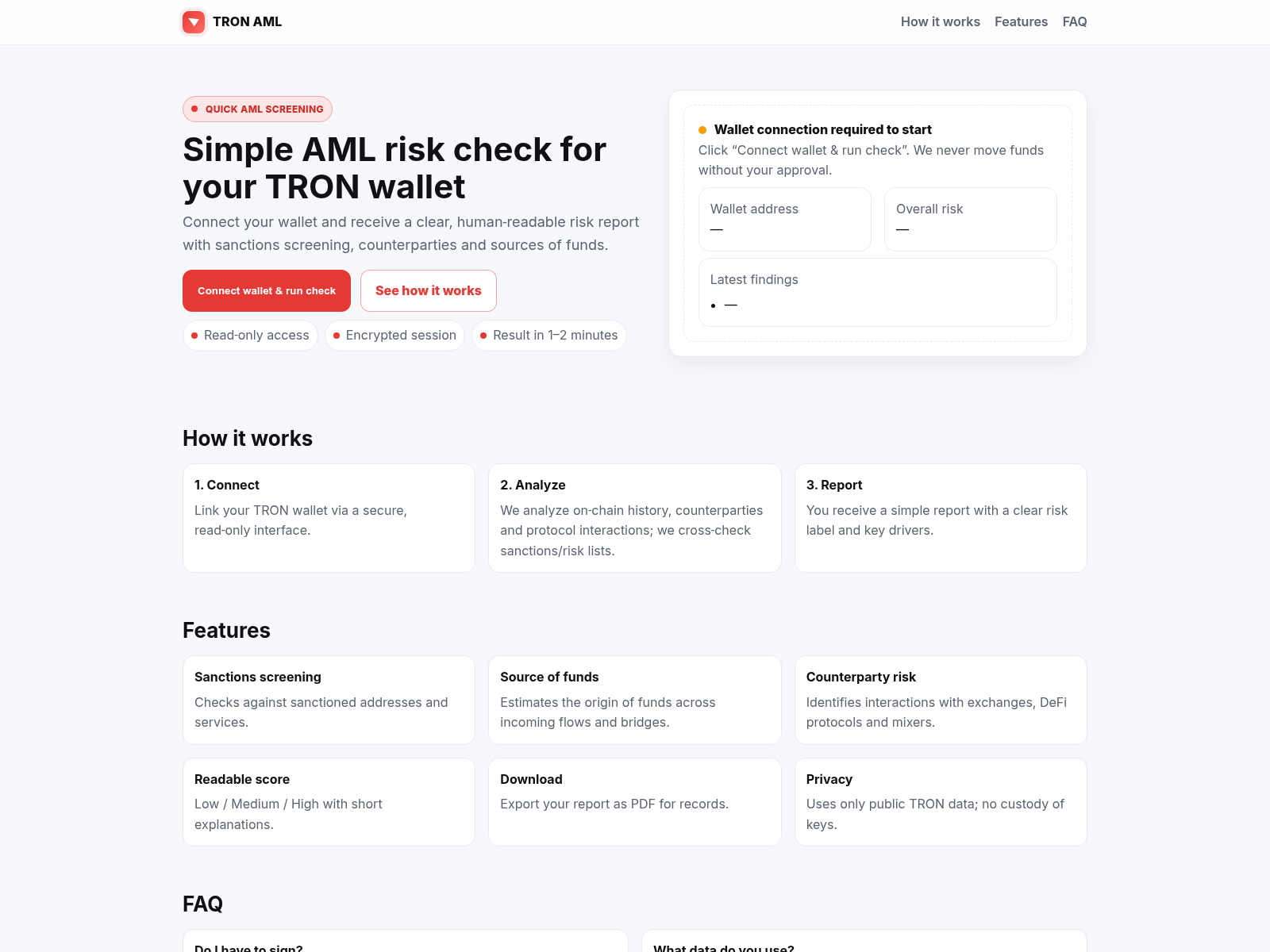 Screenshot of aml-tron.app