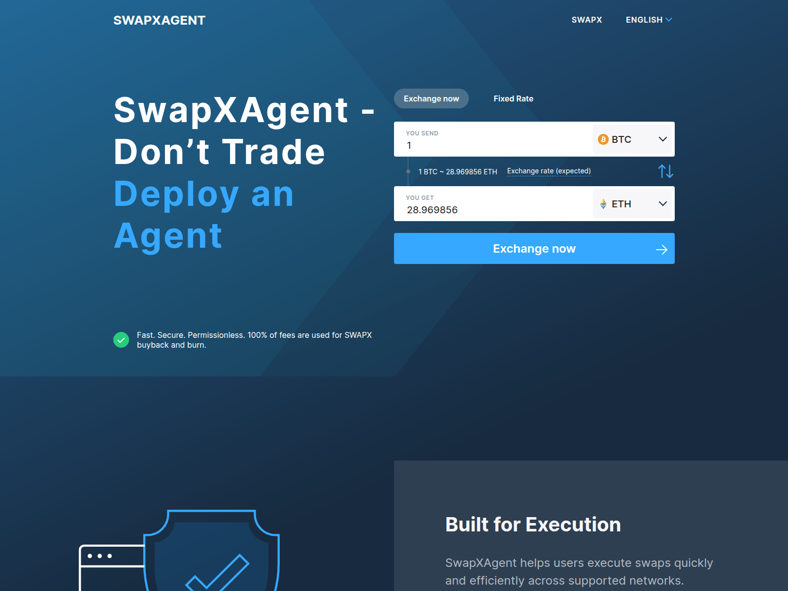 Screenshot of swapxagent.xyz