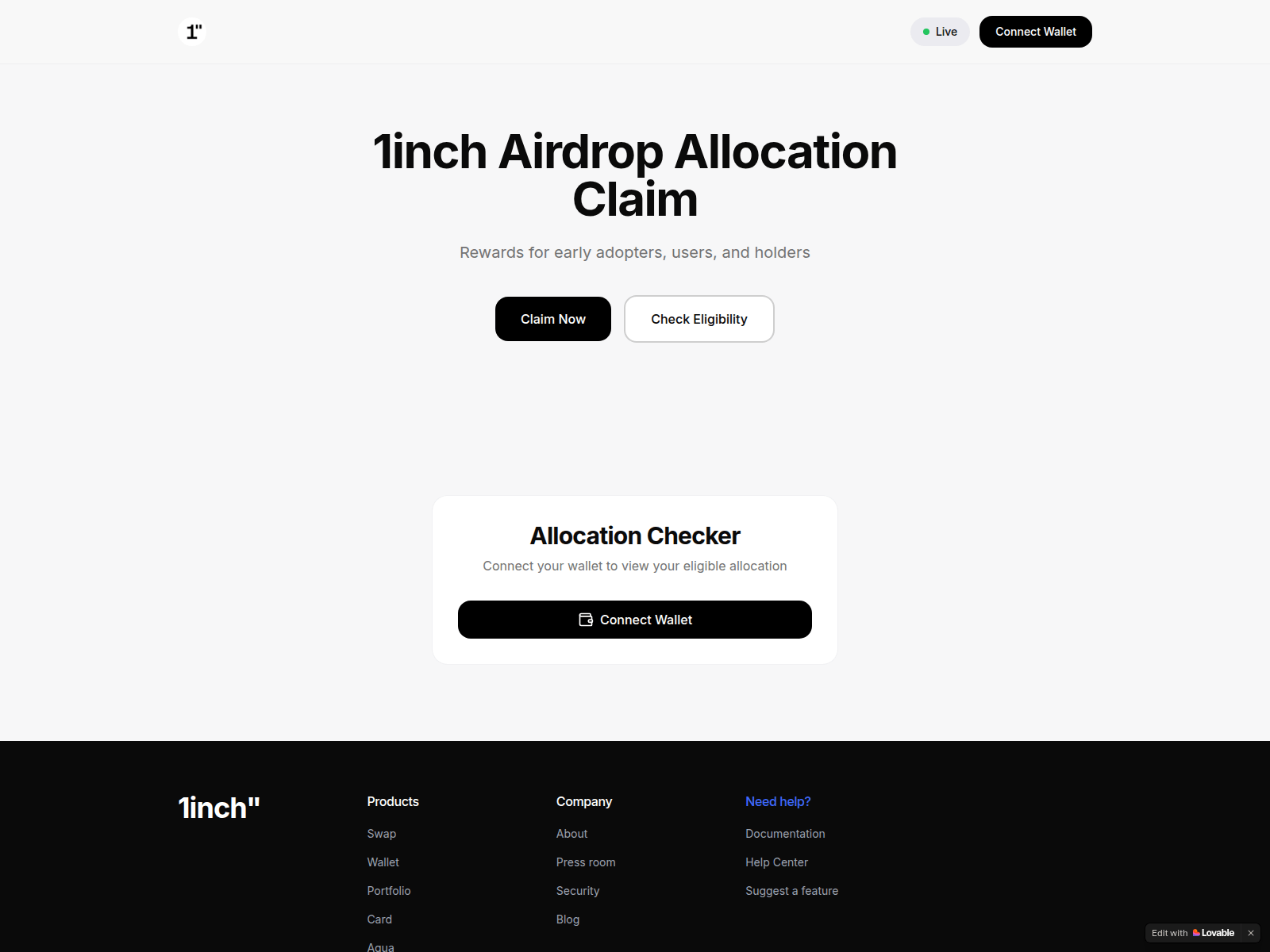 Screenshot of inch-airdrop-quest.lovable.app