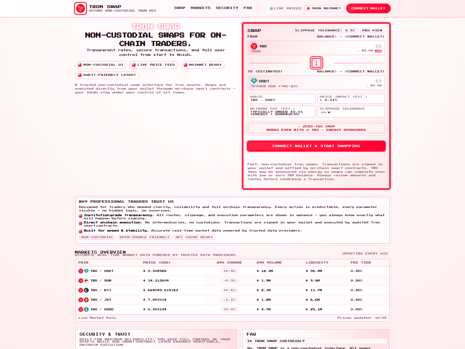 Screenshot of tronswap.org