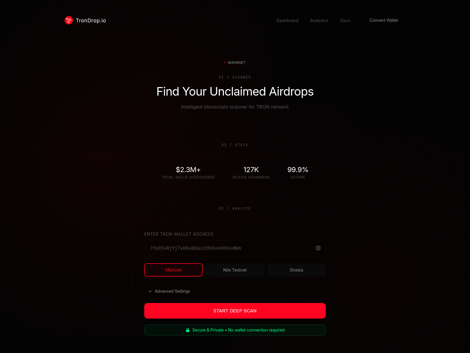 Screenshot of trondrop.io