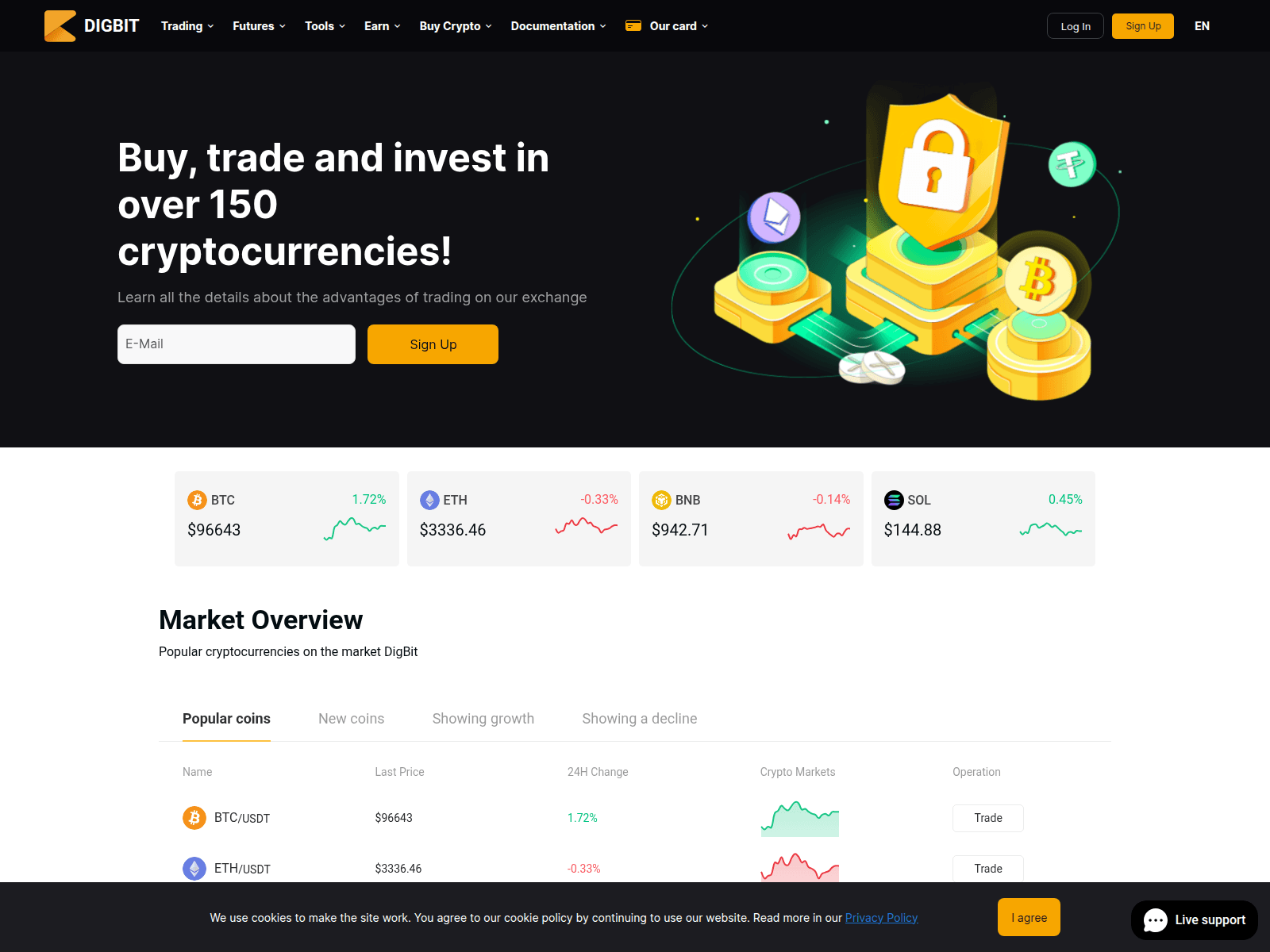 Screenshot of www.digbit.exchange