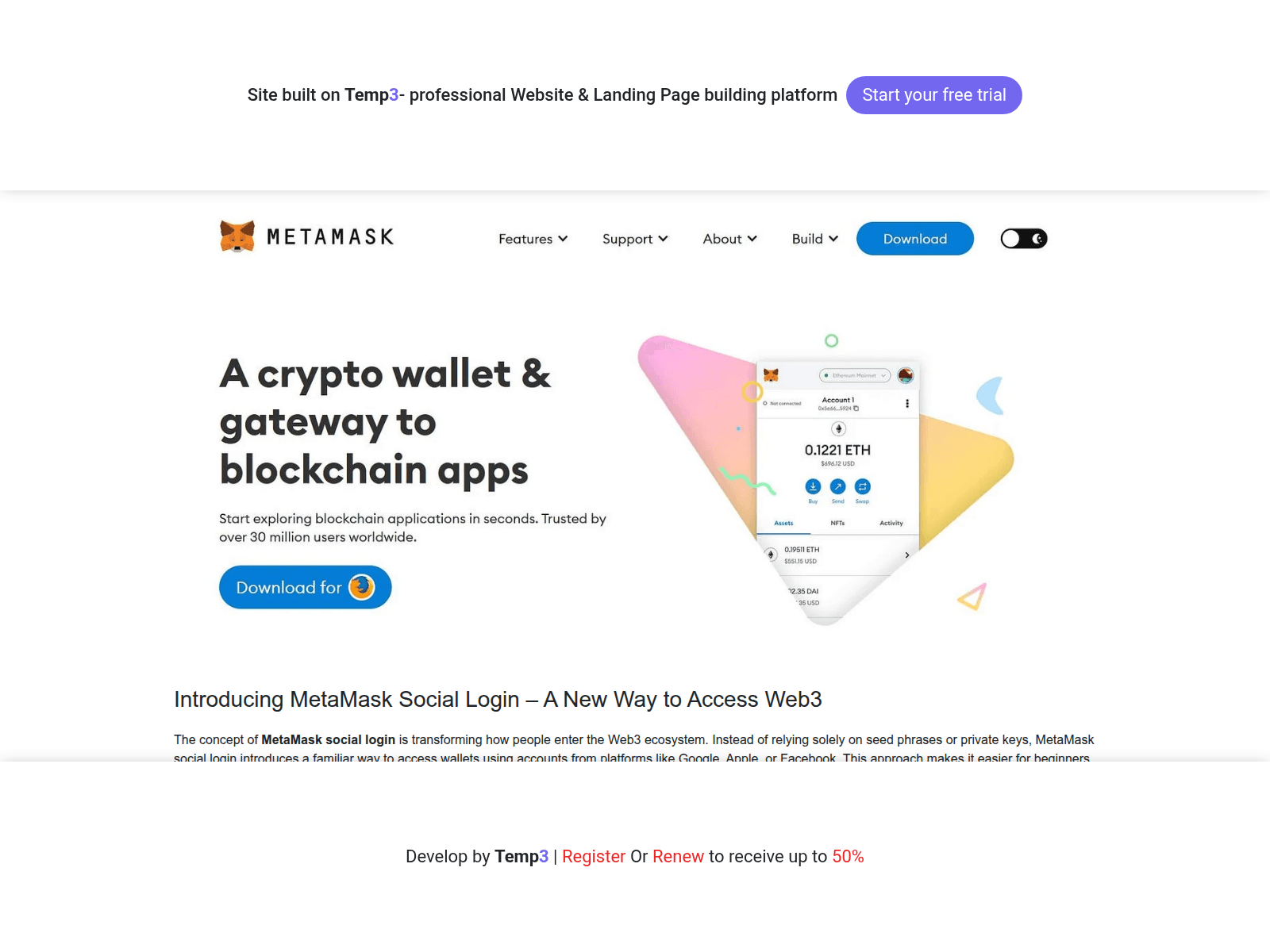 Знімок екрана mtamask-login-support-run.tem3.io