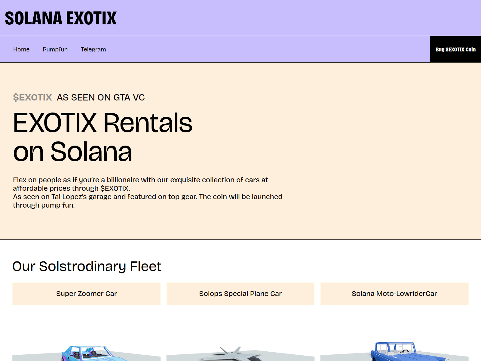 Screenshot of solana-exotics.pages.dev