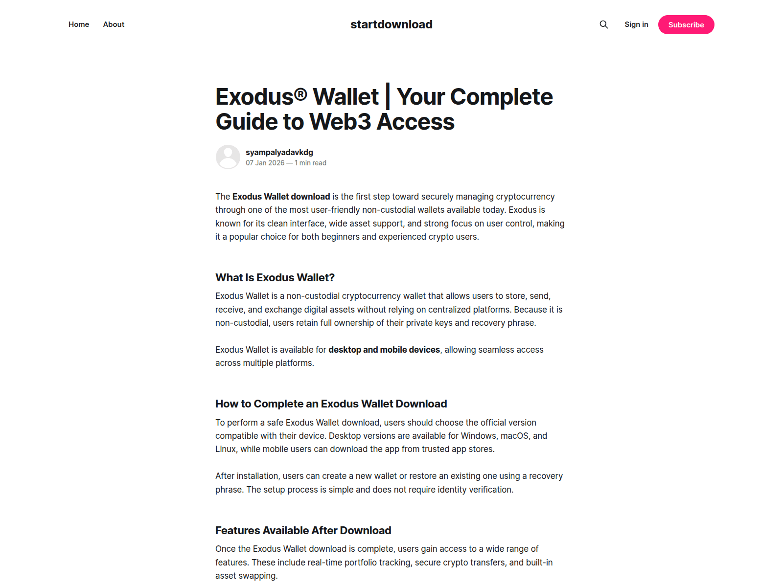 Screenshot of startdownload.ghost.io