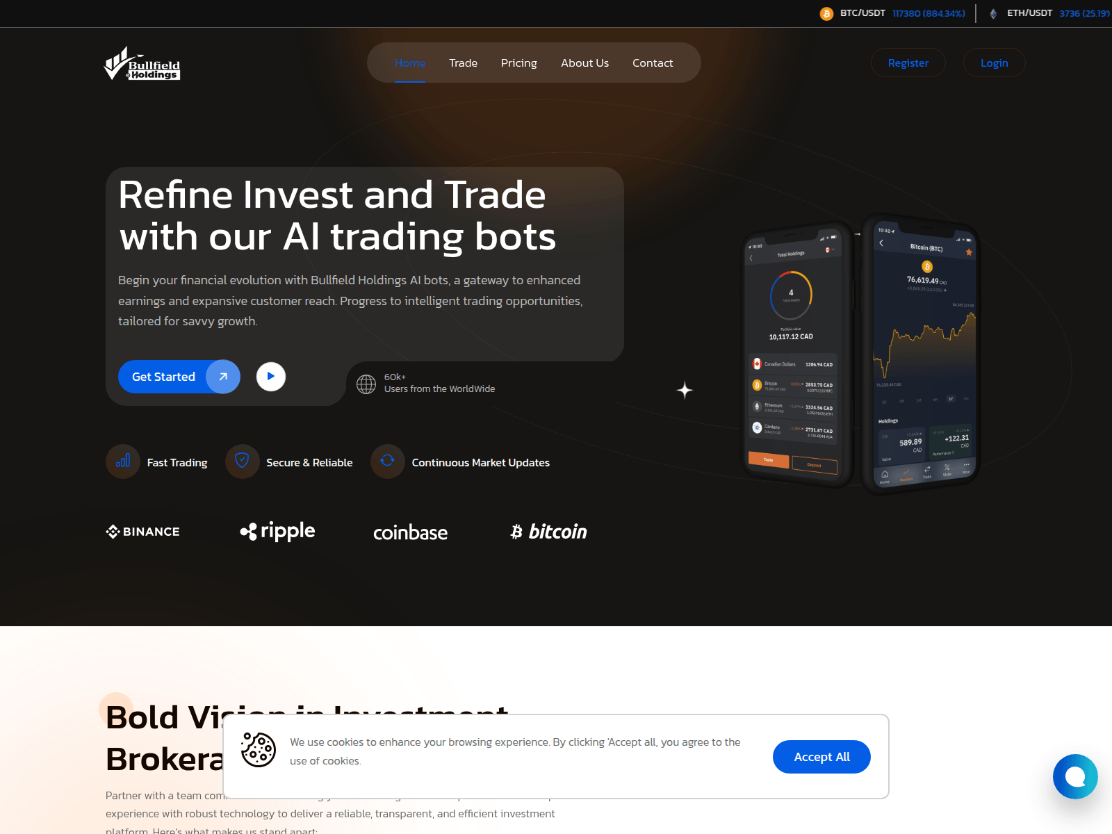 Screenshot of bullfieldholdings.com
