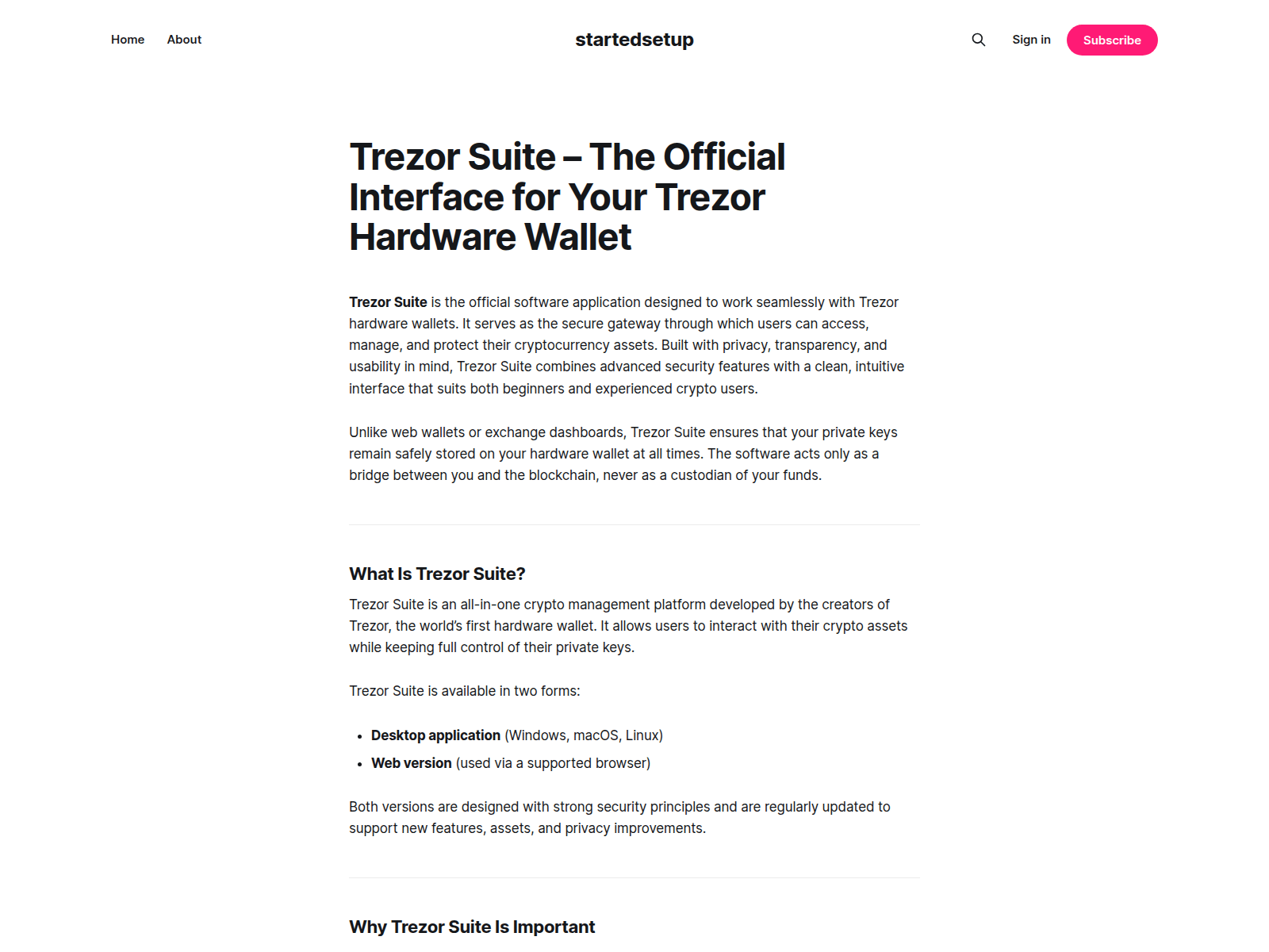 Screenshot of startedsetup.ghost.io