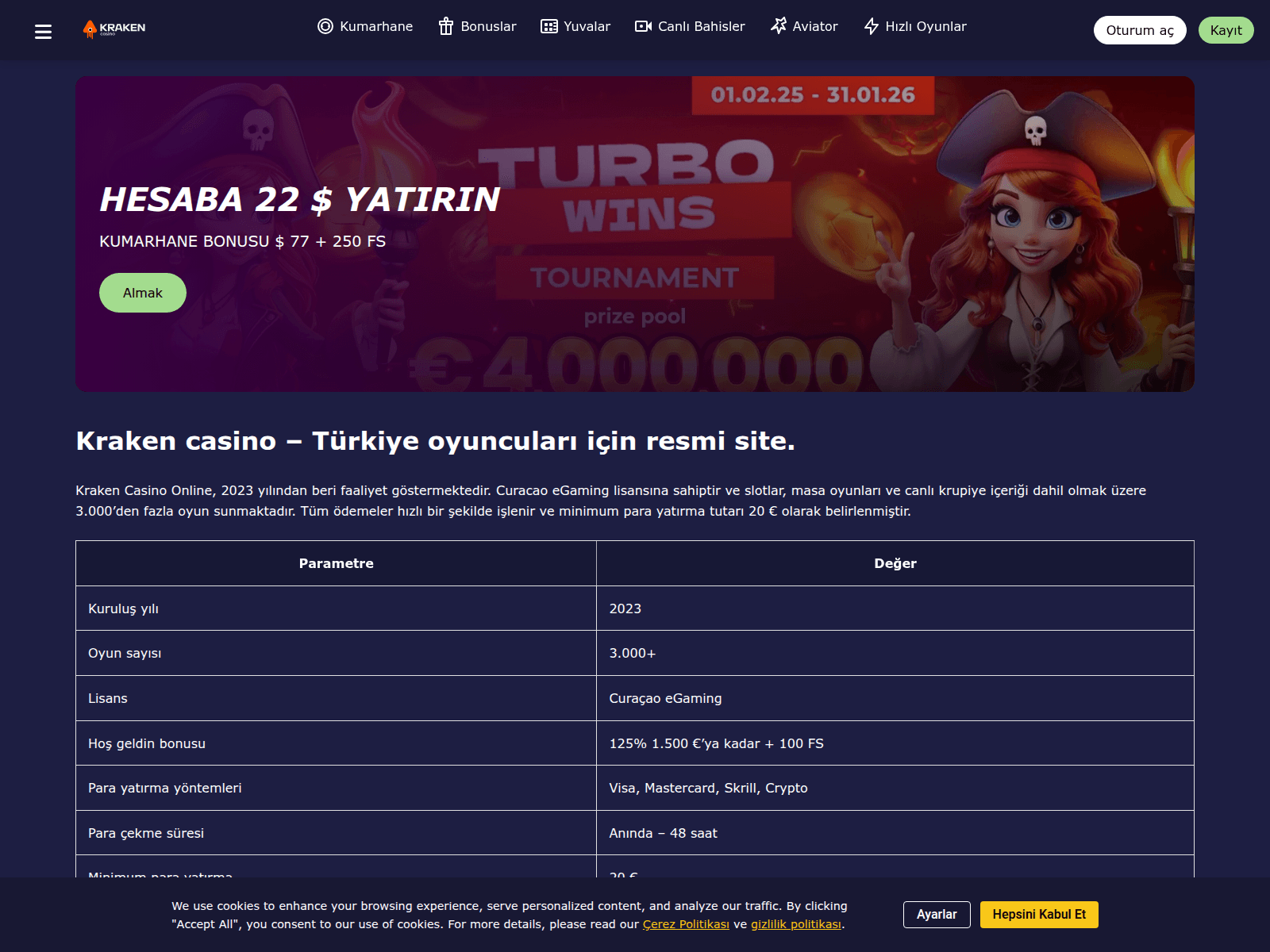 Screenshot of test.casino-kraken.com