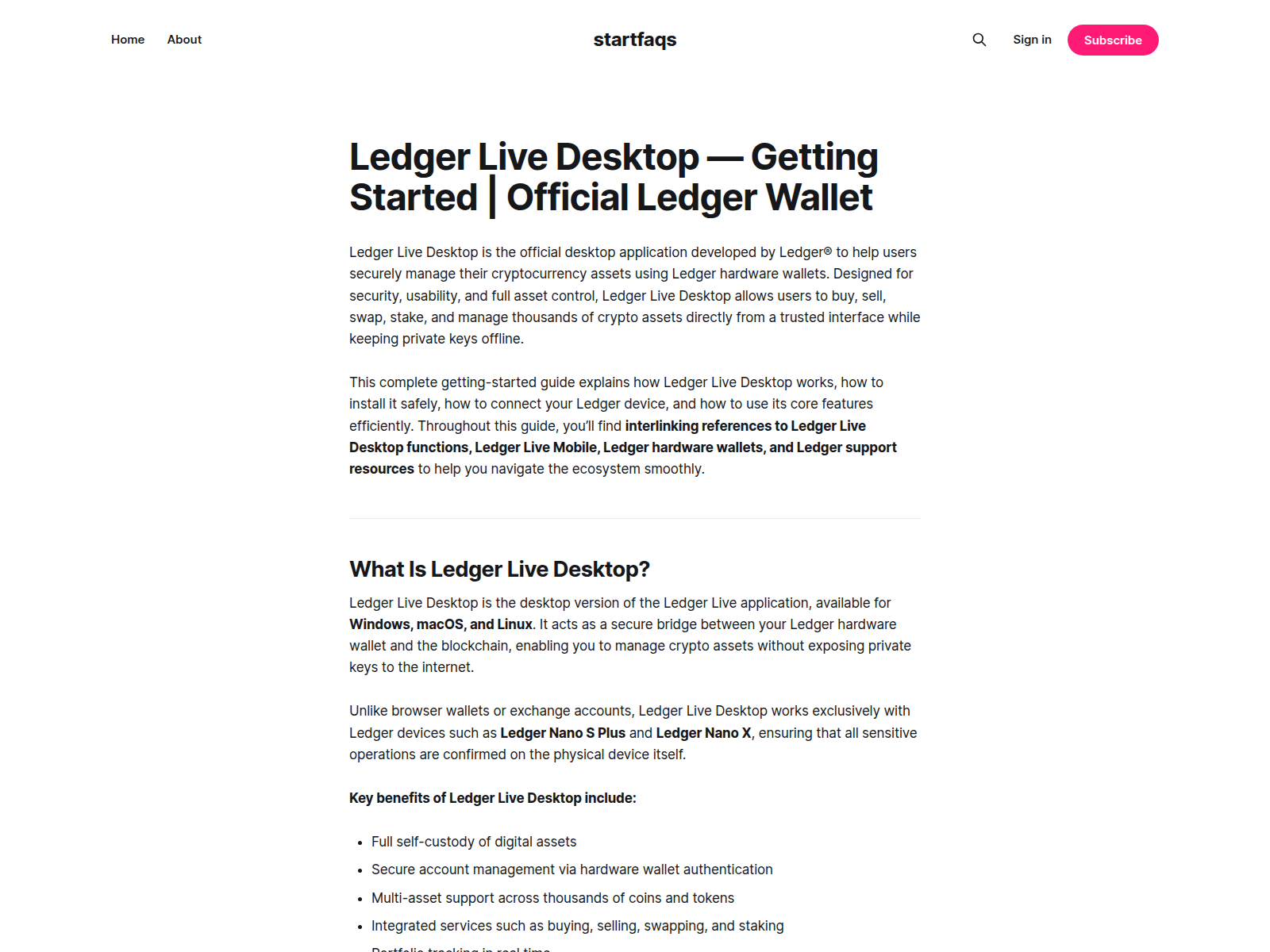 Screenshot of startfaqs.ghost.io