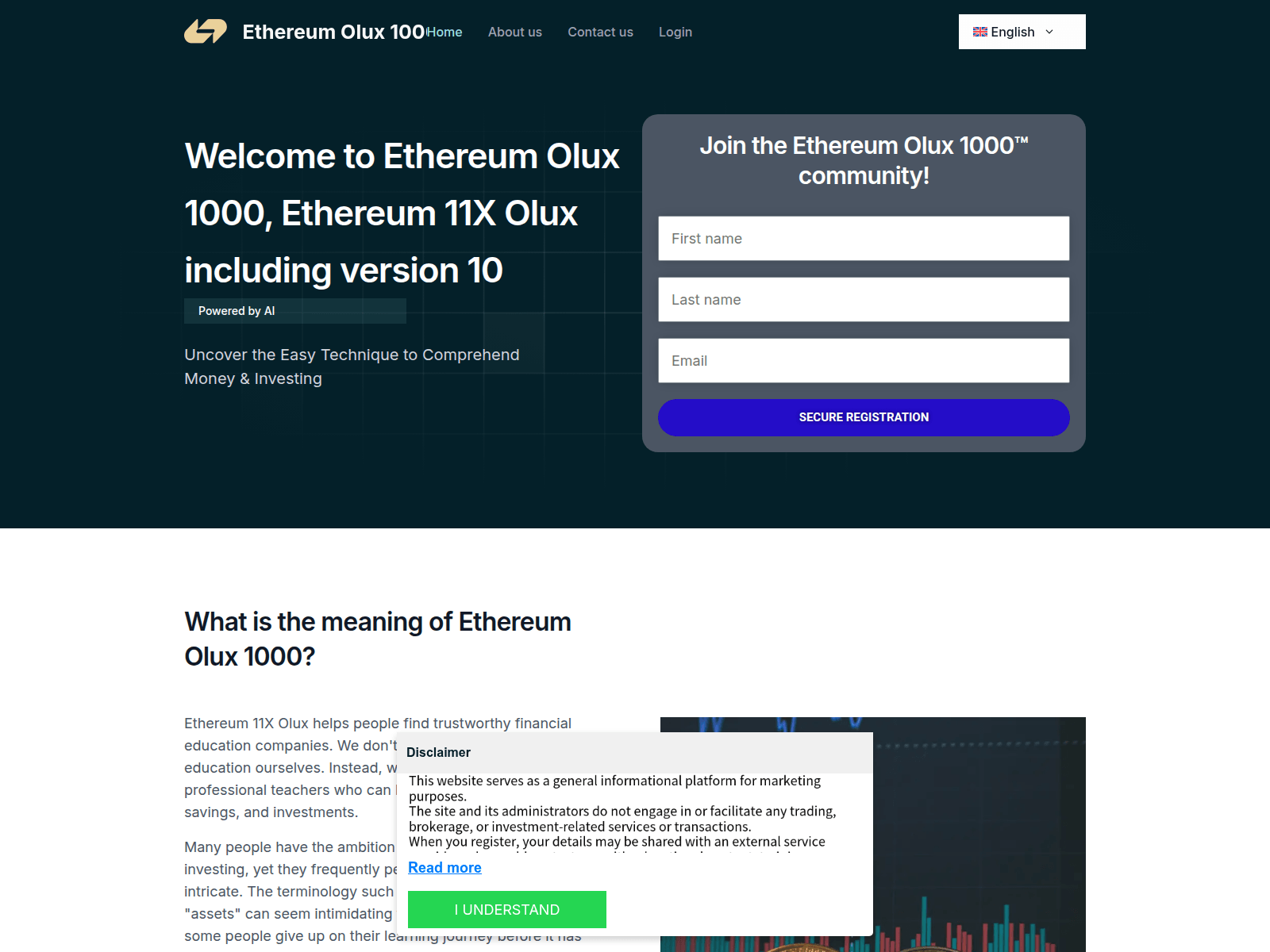 Screenshot of ethereumoluxapp.com