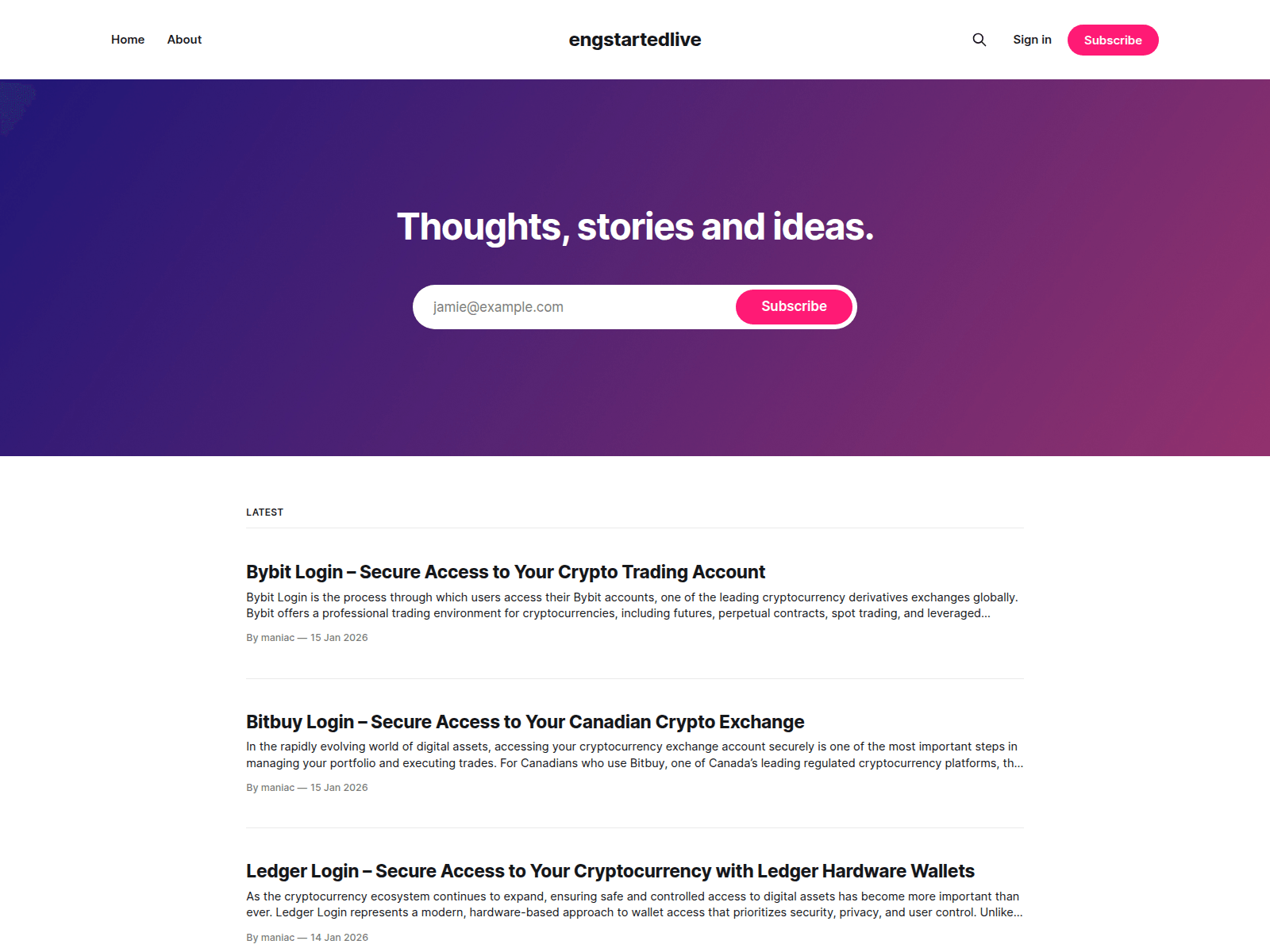 Screenshot of engstart-live.ghost.io