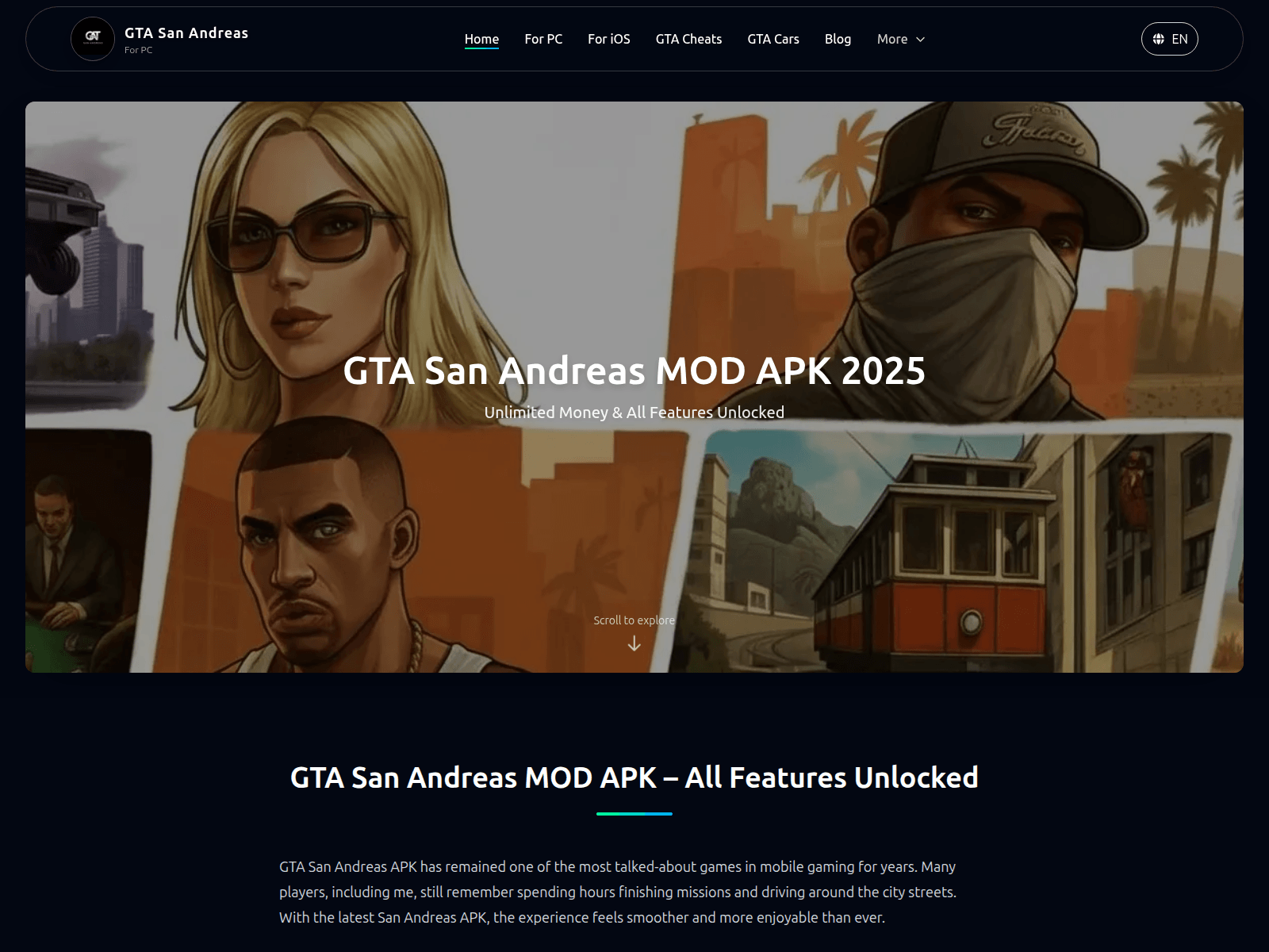 Screenshot of gtasanandreas.info
