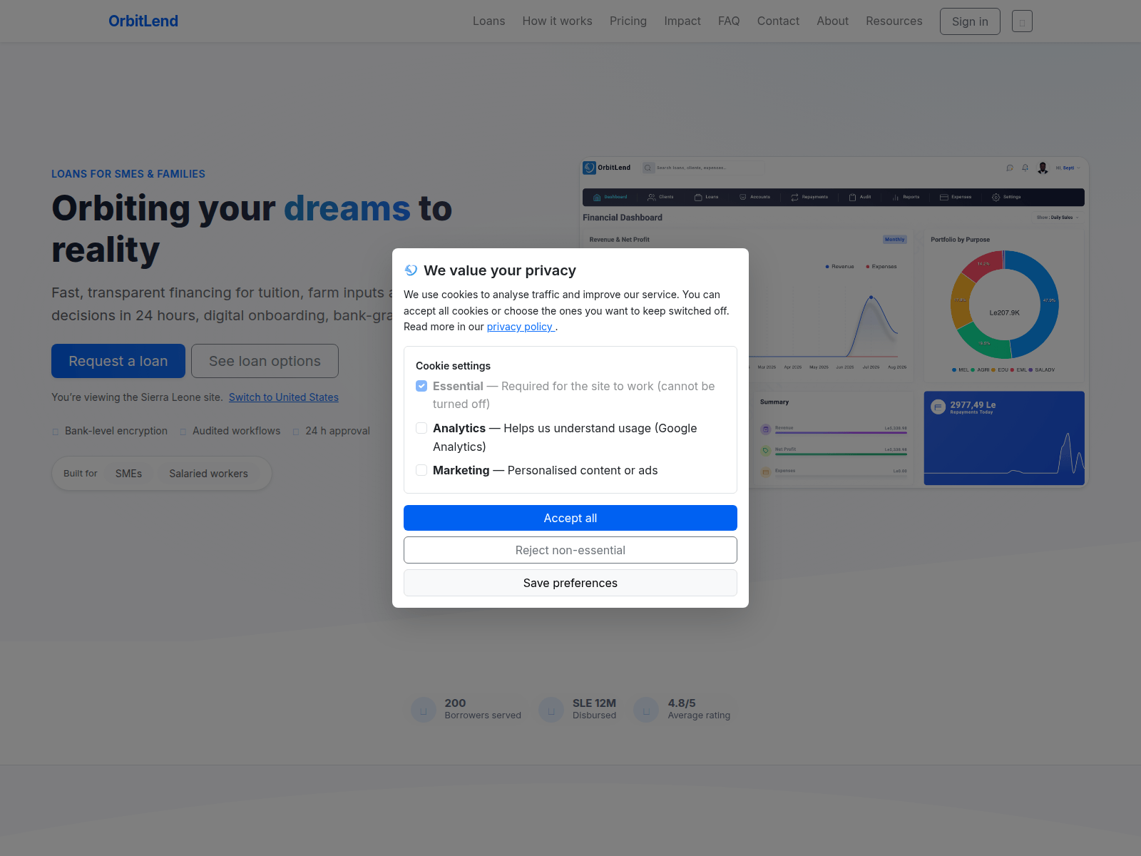 Screenshot of orbitlendhq.com