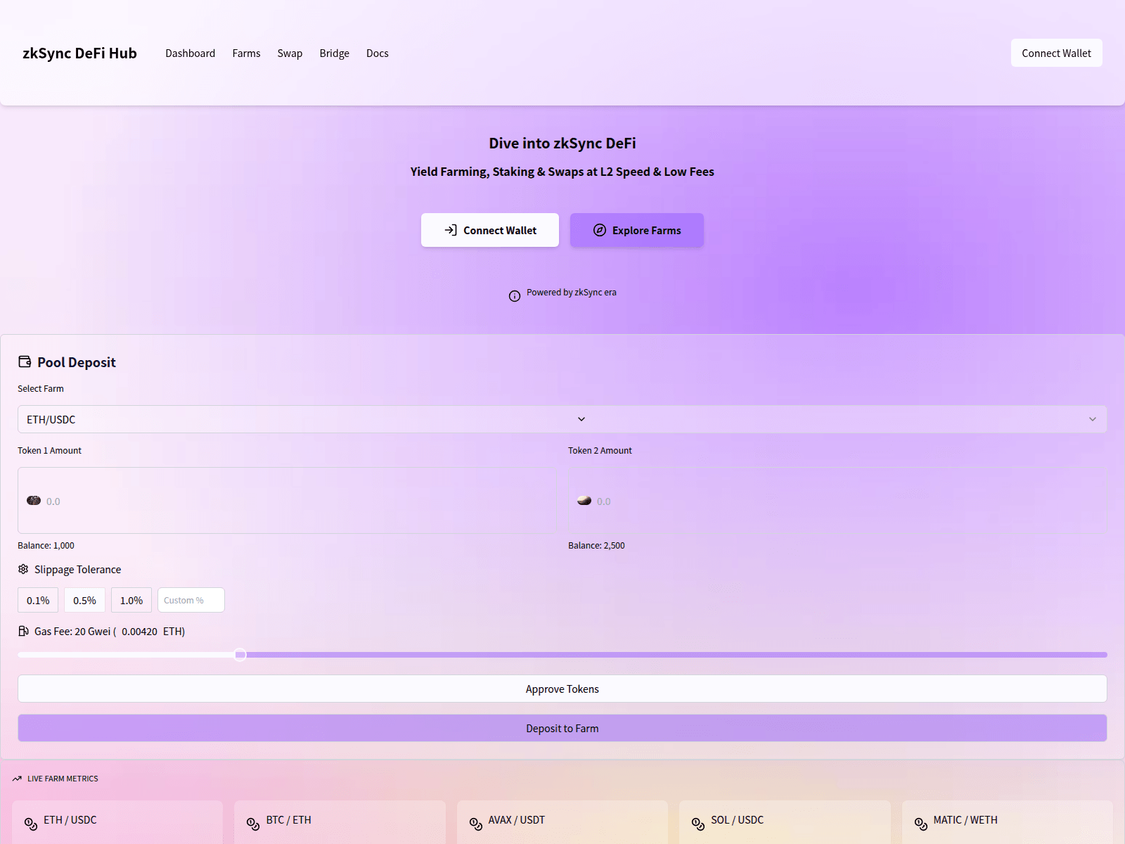 Screenshot of zksyncdefi.dream.space