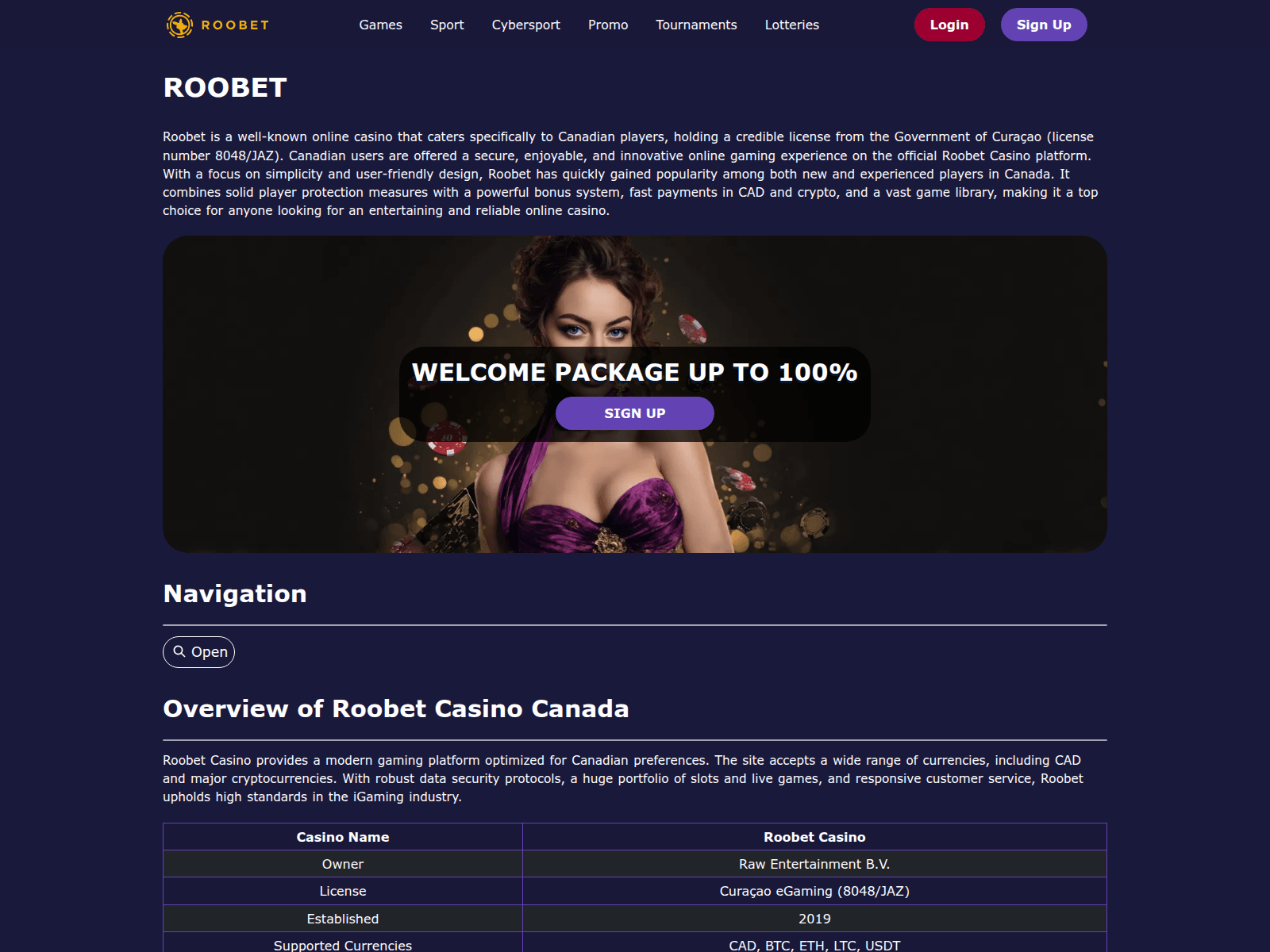 Screenshot of roobet-canada.ca