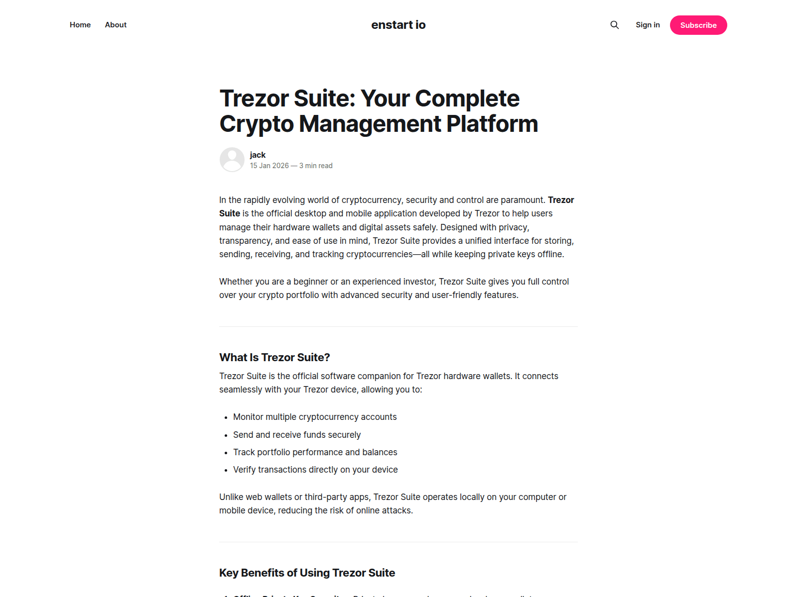 Screenshot of enstart-io.ghost.io
