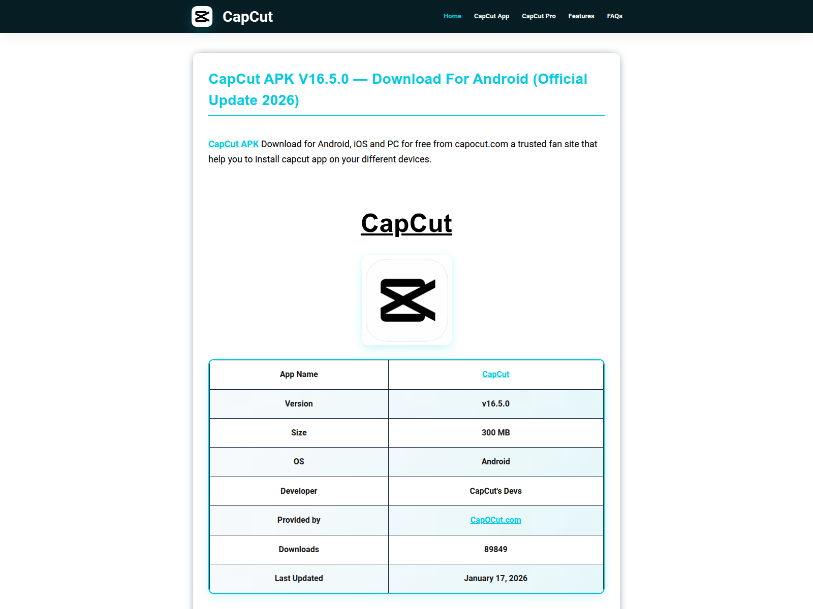 Screenshot of capocut.com