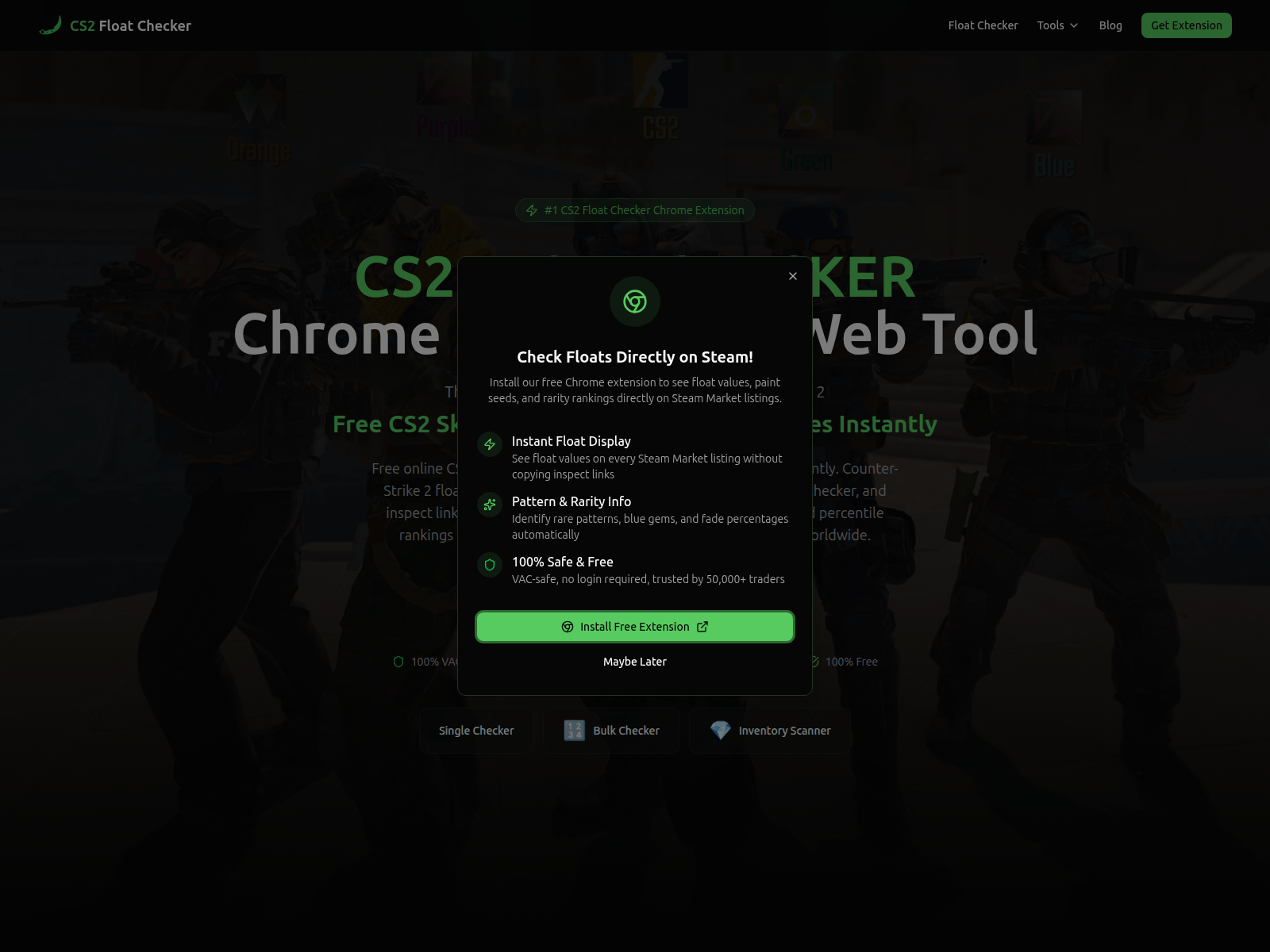 Screenshot of cs2floatchecker.com