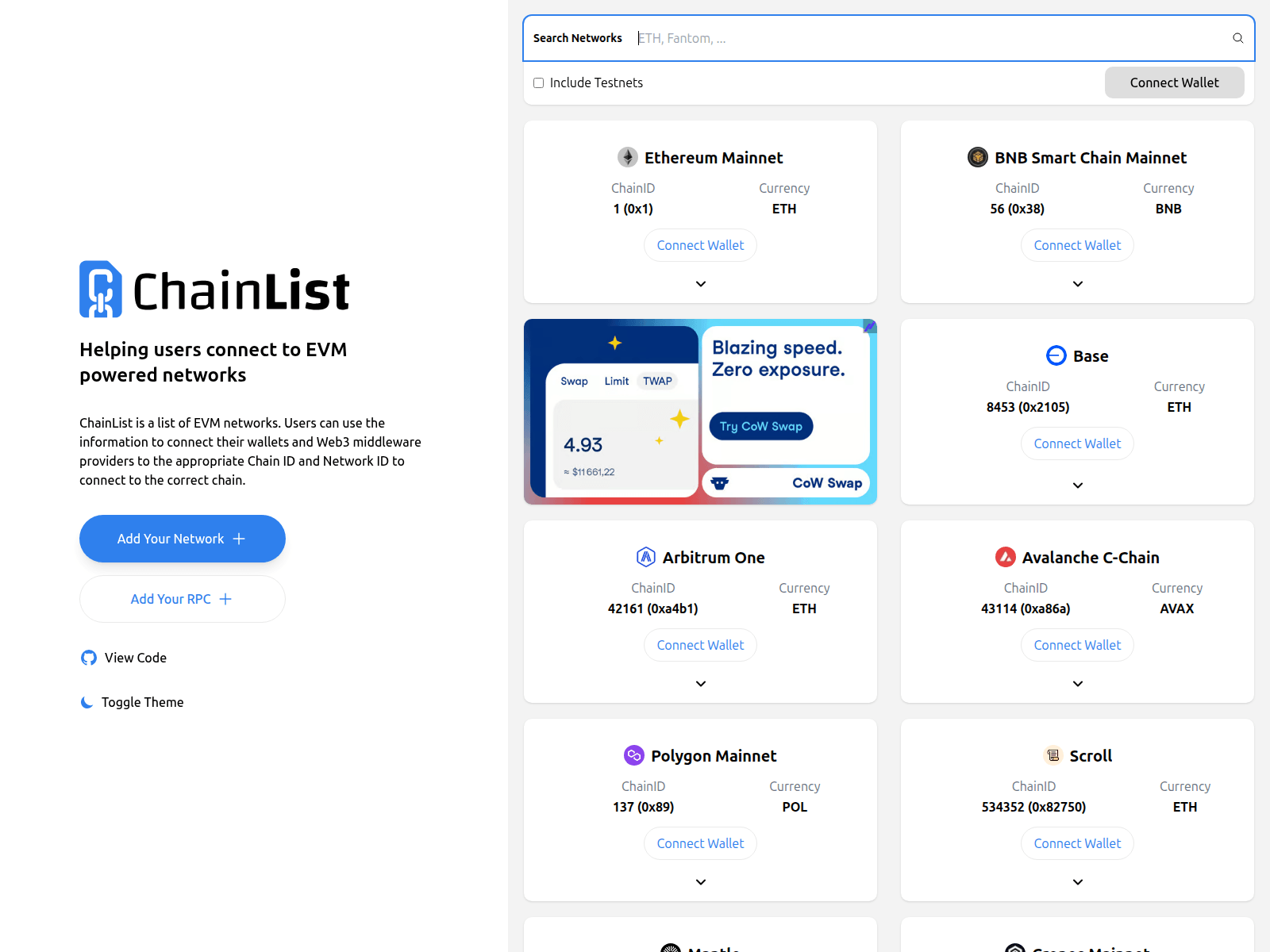 Screenshot of blockchainlist.app