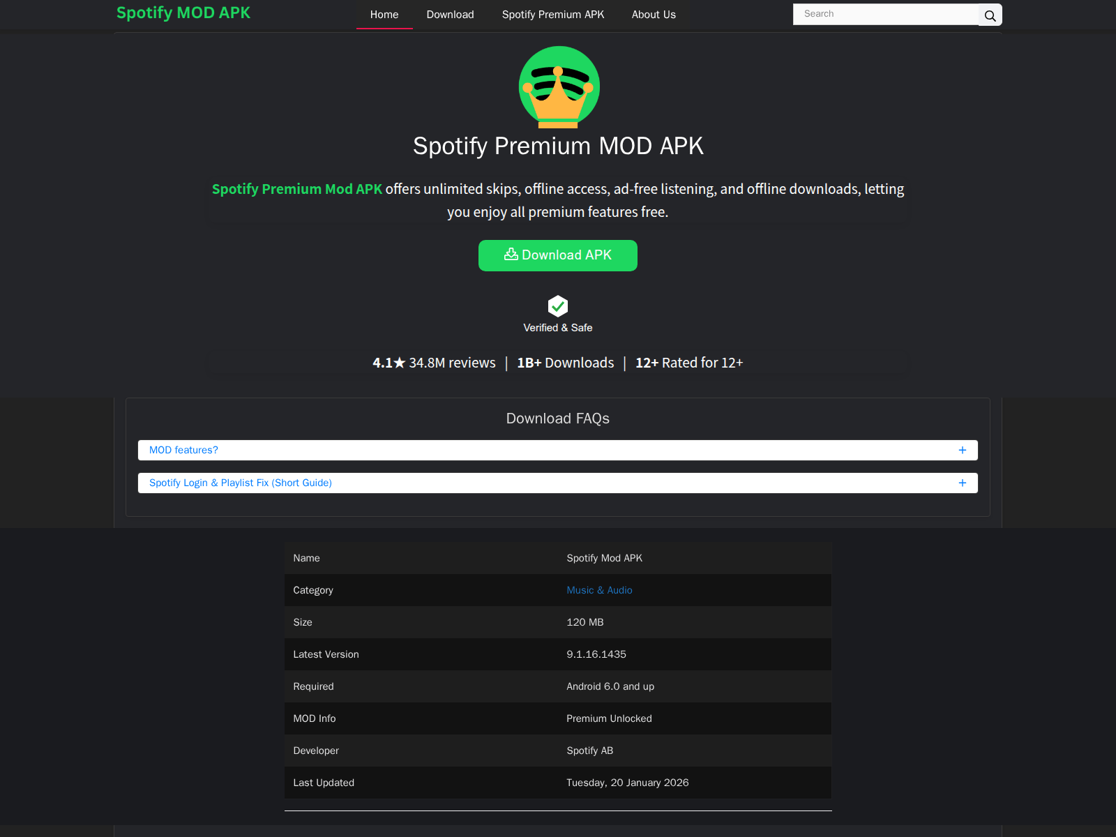 Screenshot of spotimods.com