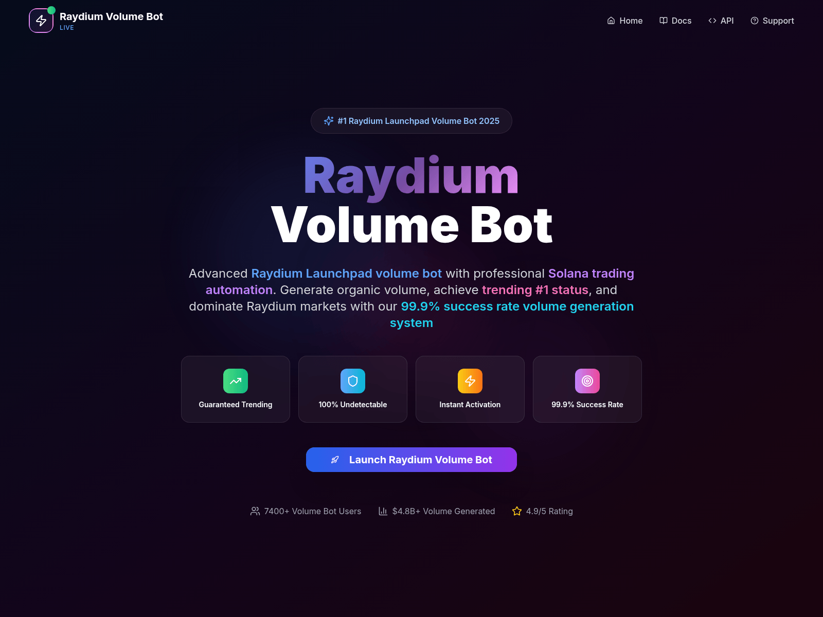 Screenshot of raydiumvolumebot.com