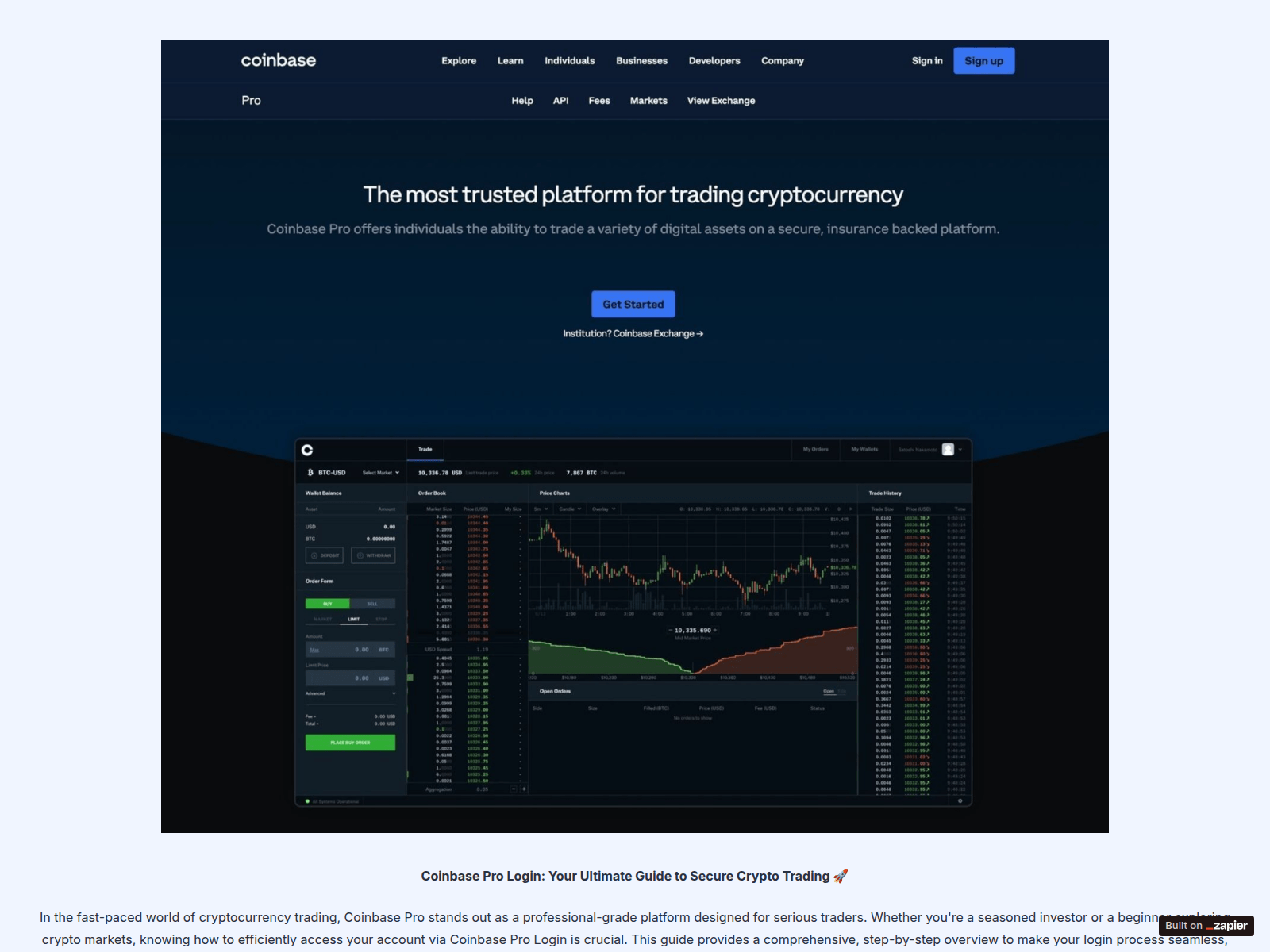 Screenshot of portal-coinbse-pro-cdn.zapier.app