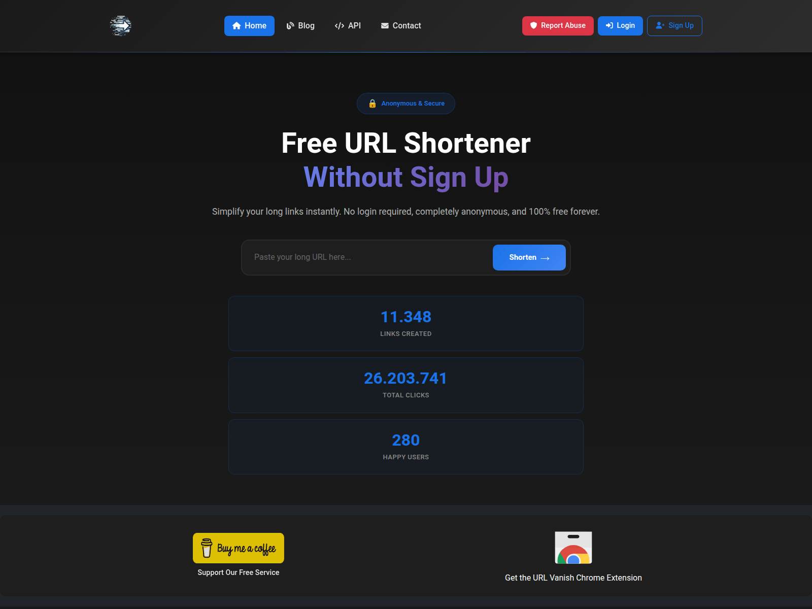 Screenshot of urlvanish.com