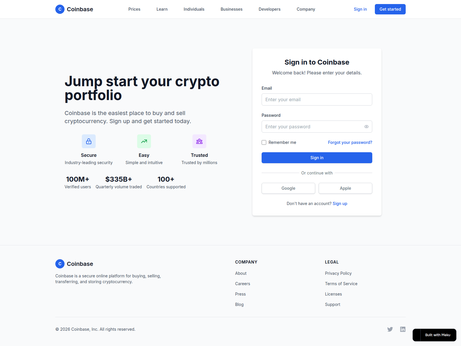 Screenshot of coinbase.meku.app