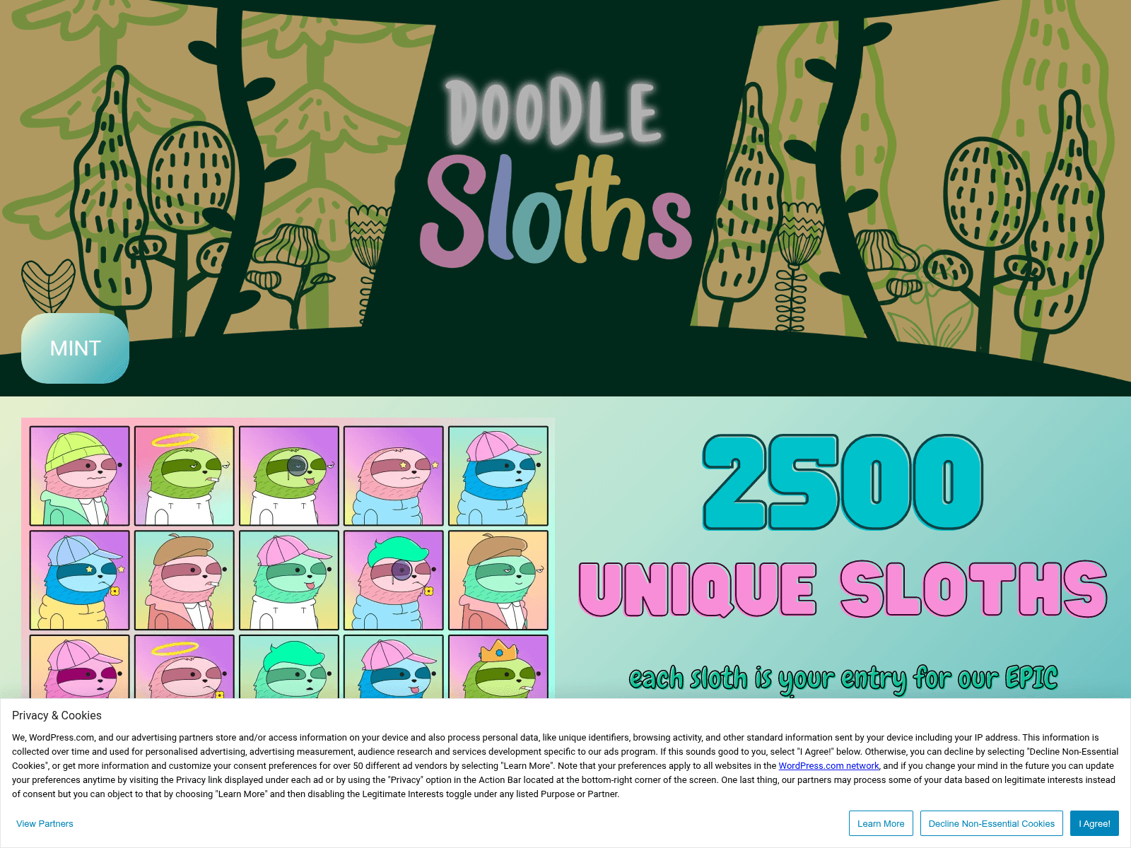 Screenshot of ww1.doodleslothsnft.xyz