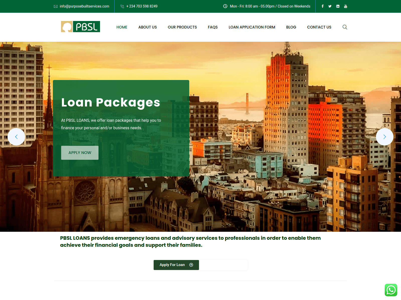 Screenshot of purposebuiltservices.com