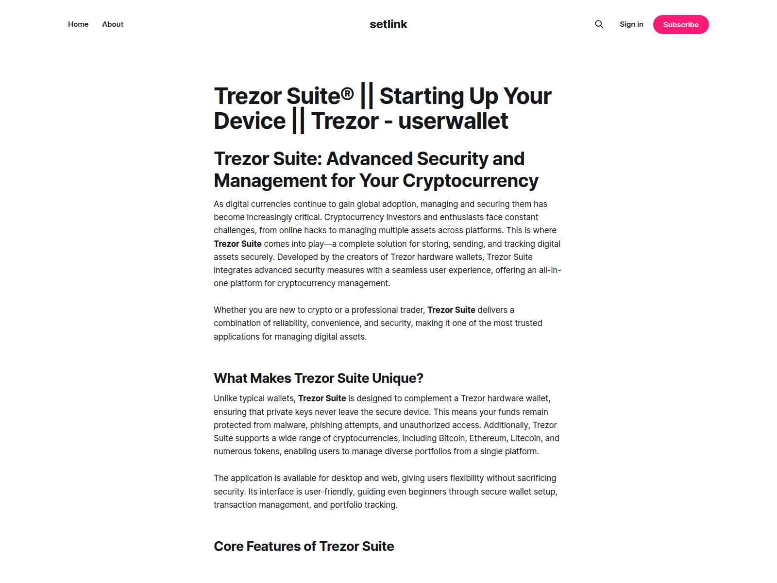 Screenshot of setlink.ghost.io
