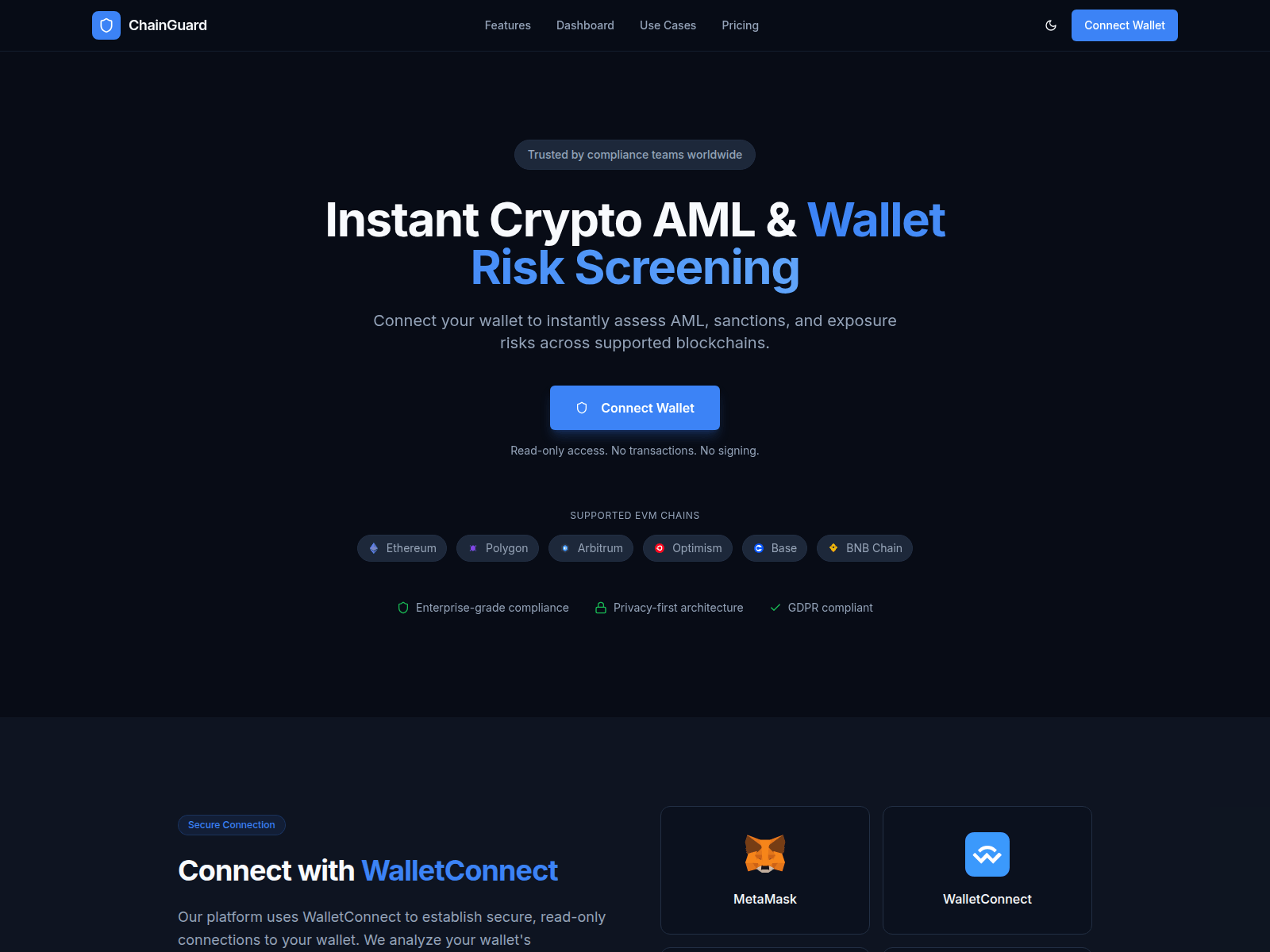 Screenshot of chainguard-aml.com