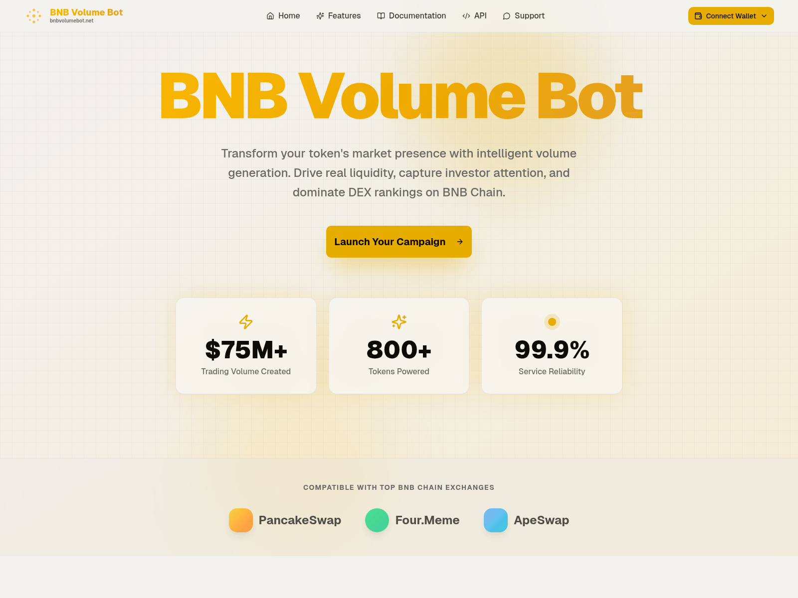 Screenshot of bnbvolumebot.net