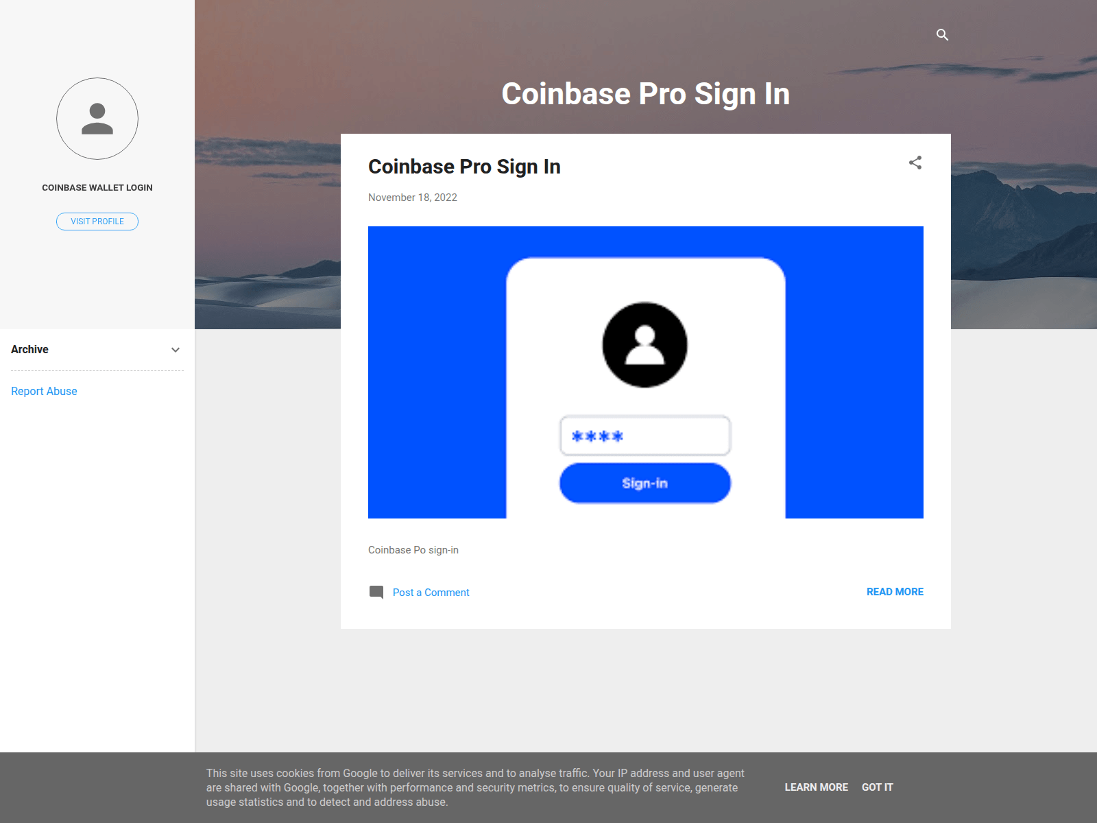 Screenshot of coinbase-pro-sign-ins.blogspot.co.ke